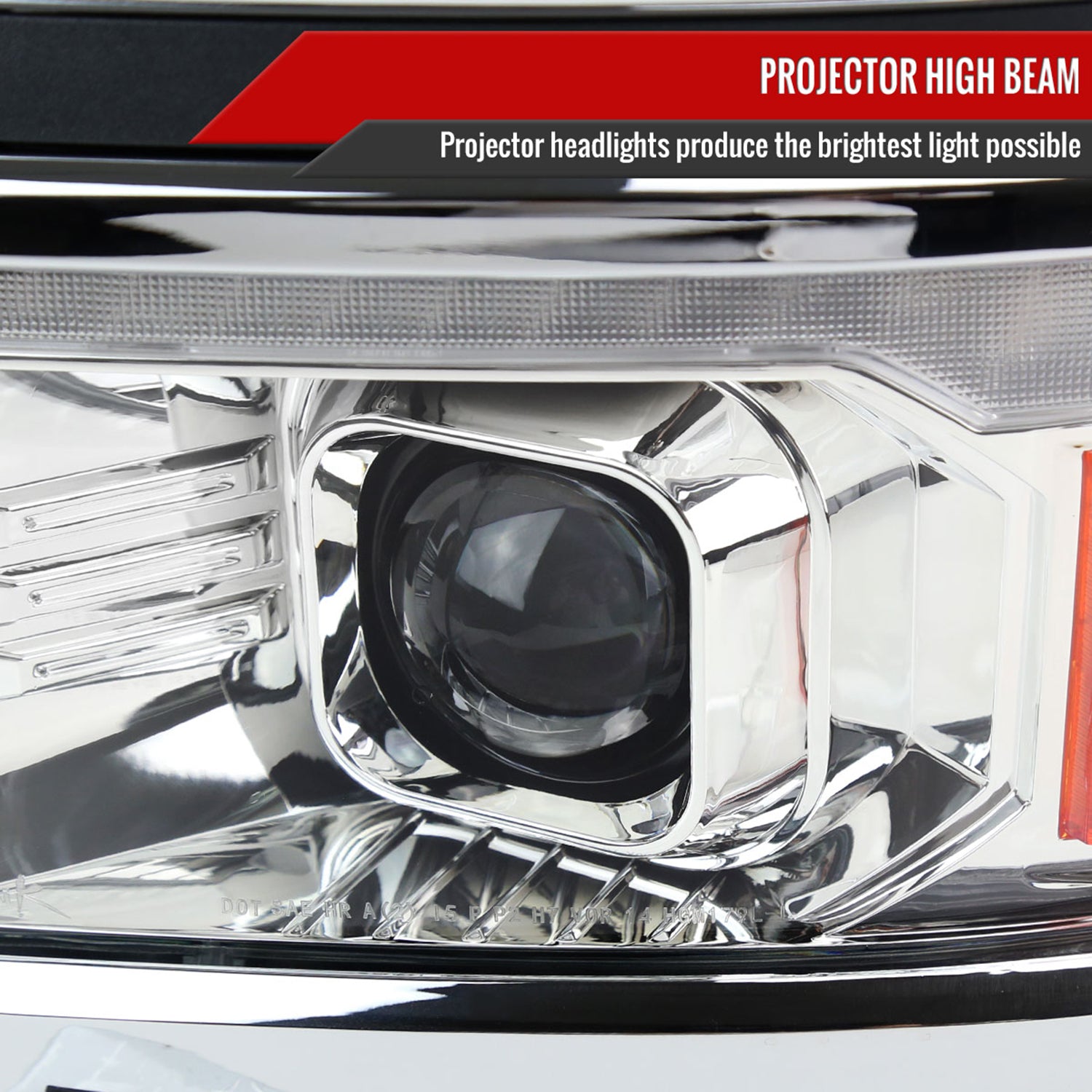 2014-2015 Chevy Silverado 1500 Sequential LED Bar Projector Headlights Chrome