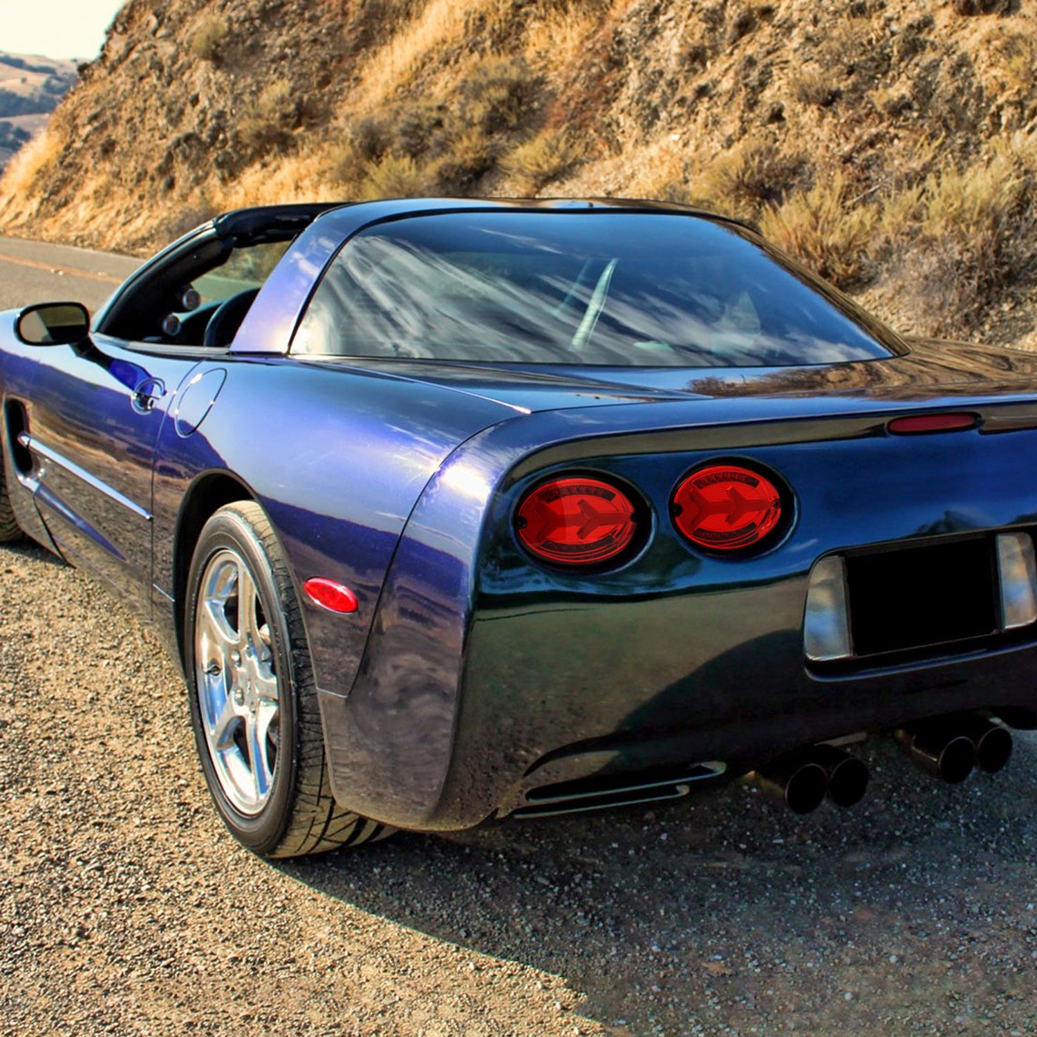 1997-2004 Chevy Corvette C5 4 PC LED Bar Tail Lights Chrome/Red Lens