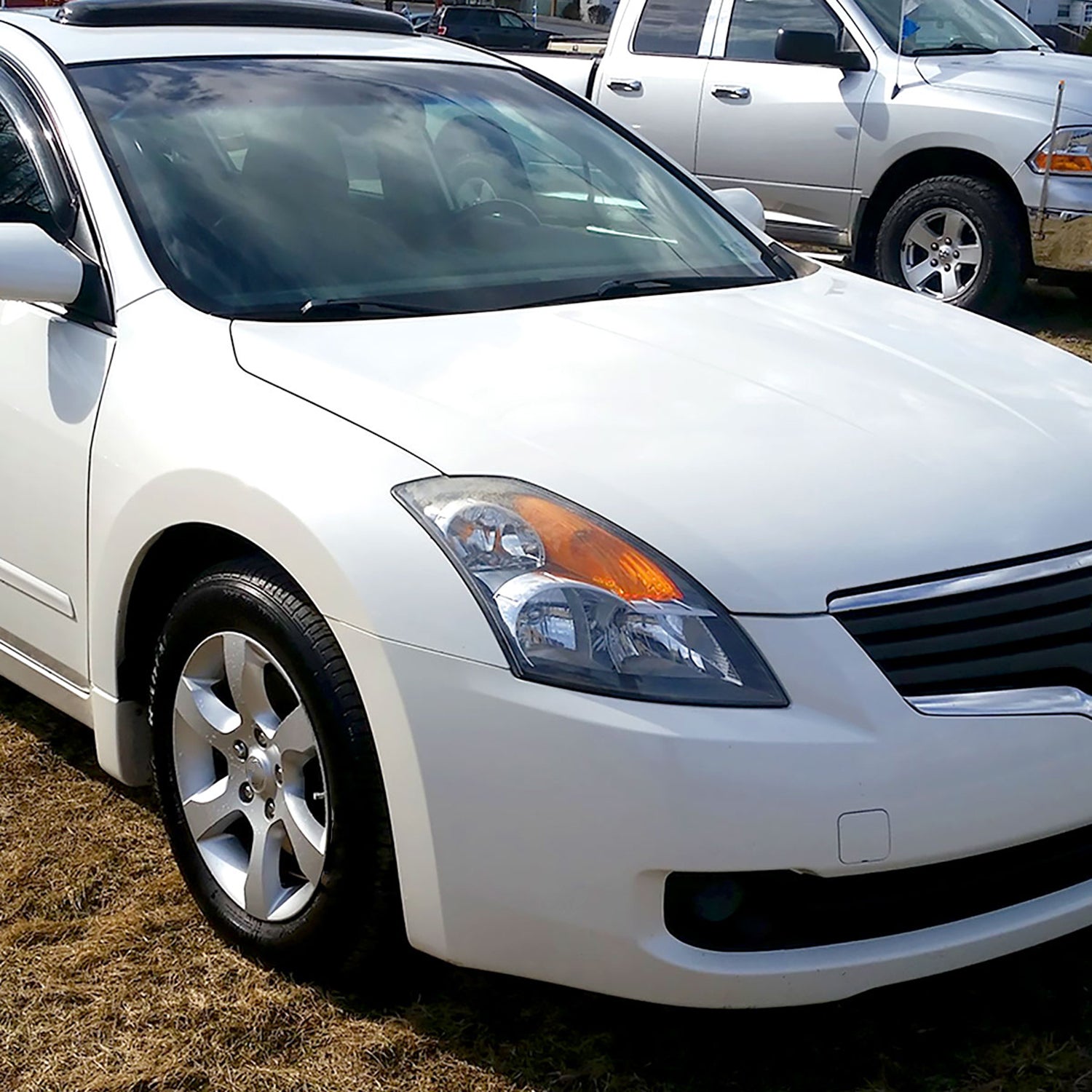 2007-2009 Nissan Altima Sedan Crystal Headlights Amber Reflector Matt Black