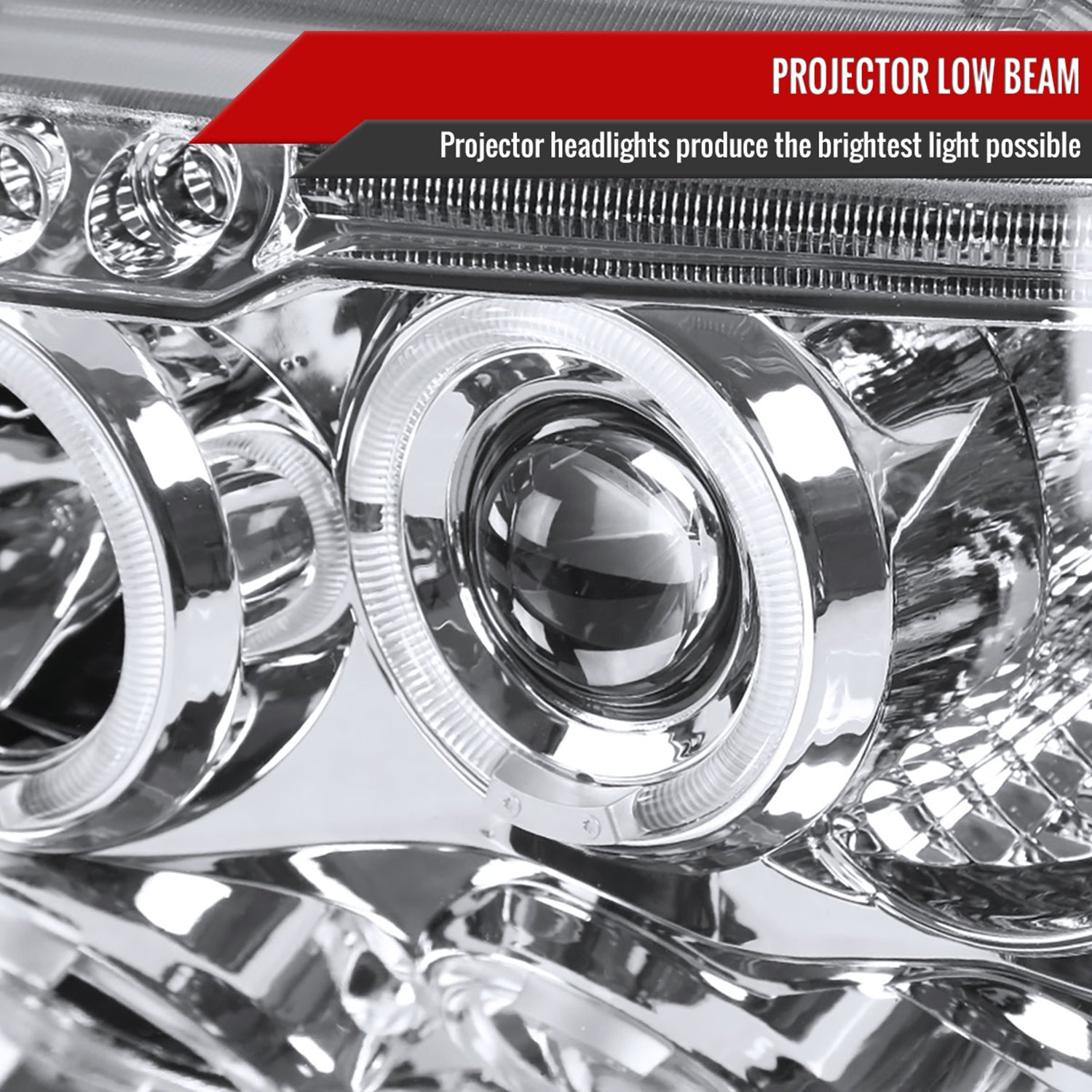 1999-2004 Jeep Grand Cherokee Dual Halo Projector Headlights Chrome/Clear Lens