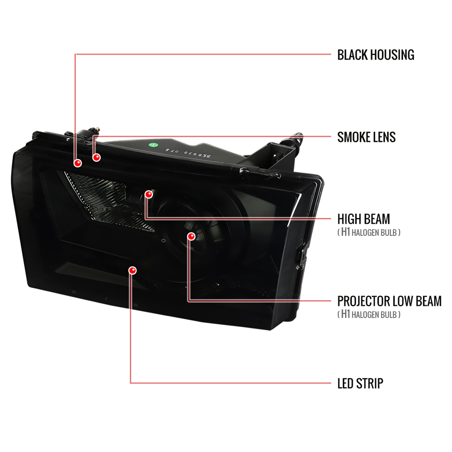 1999-2004 Ford F-250/350/450/550/Excursion Projector Headlights SMD LED Black