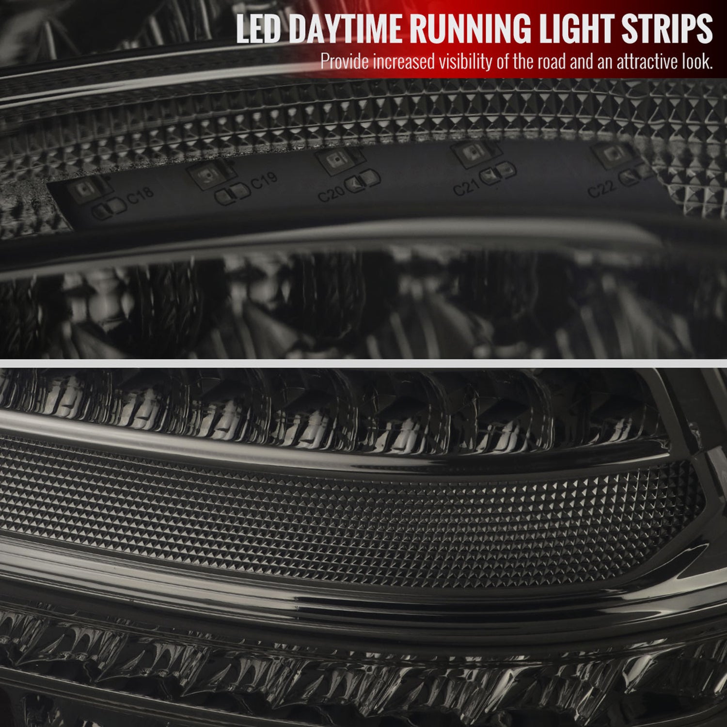 2001-2004 Mercedes Benz W203 C-Class Turn Signal LED Tail Lights Chrome/Smoke