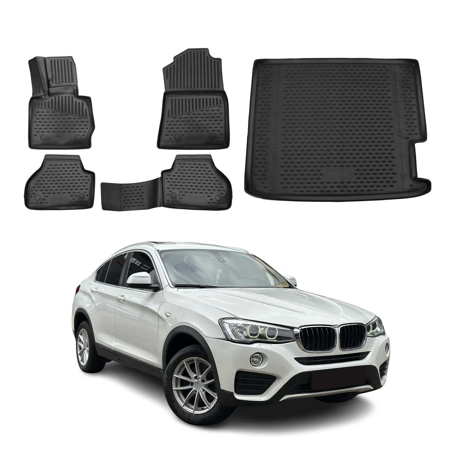 2015-2018 BMW X4 F26 Floor Mats & Cargo Liner Full Set All Weather Black