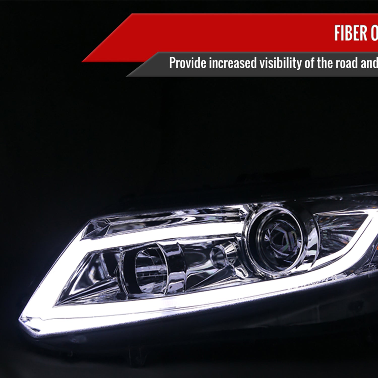 2012-2013 Honda Civic Coupe/ 12-2015 Civic Sedan LED Bar Headlights Chrome
