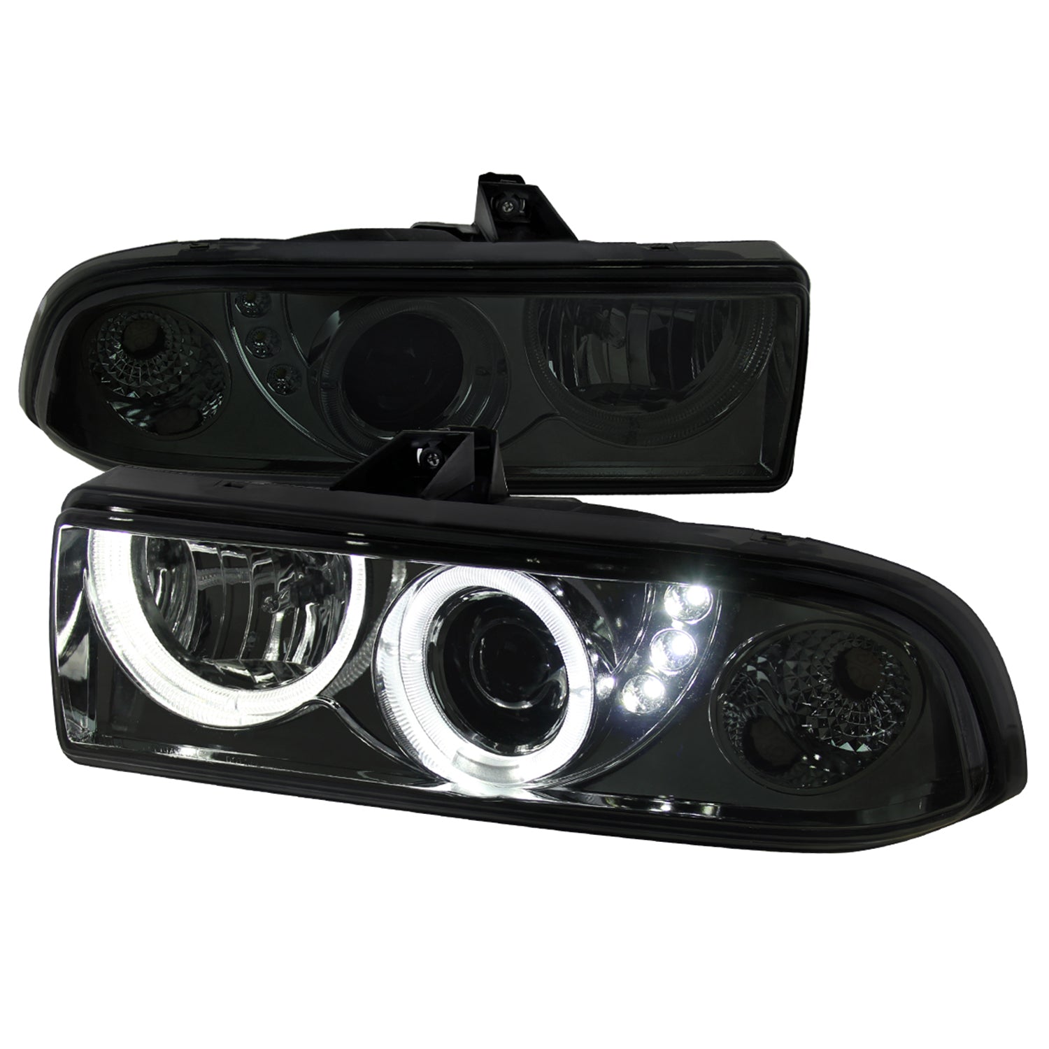 1998-2004 Chevy S10 Dual Halo Projector Headlights Chrome Housing/Smoke Lens