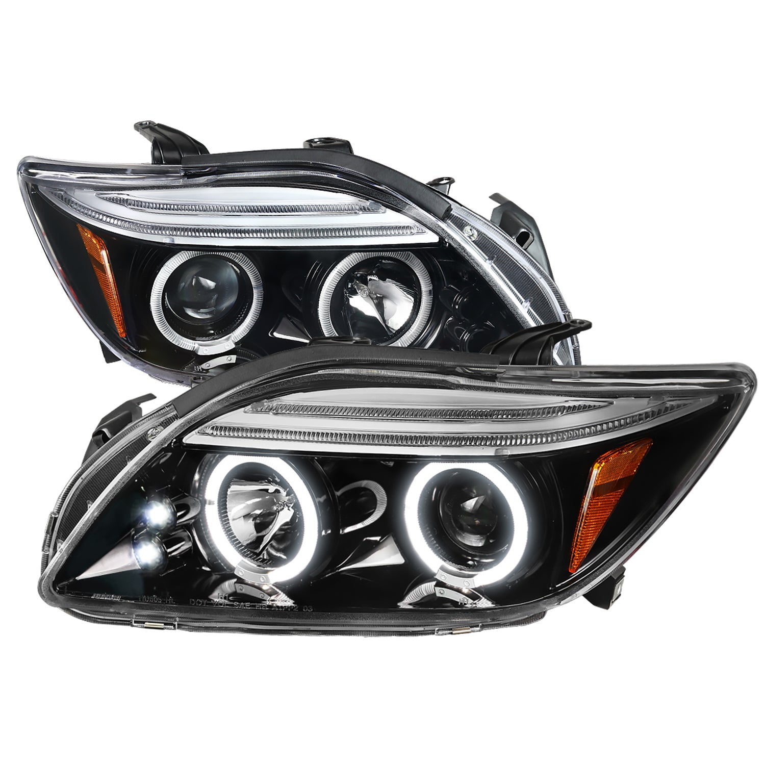 2005-2010 Scion tC Dual Halo Projector Headlights Jet Black/Clear Lens