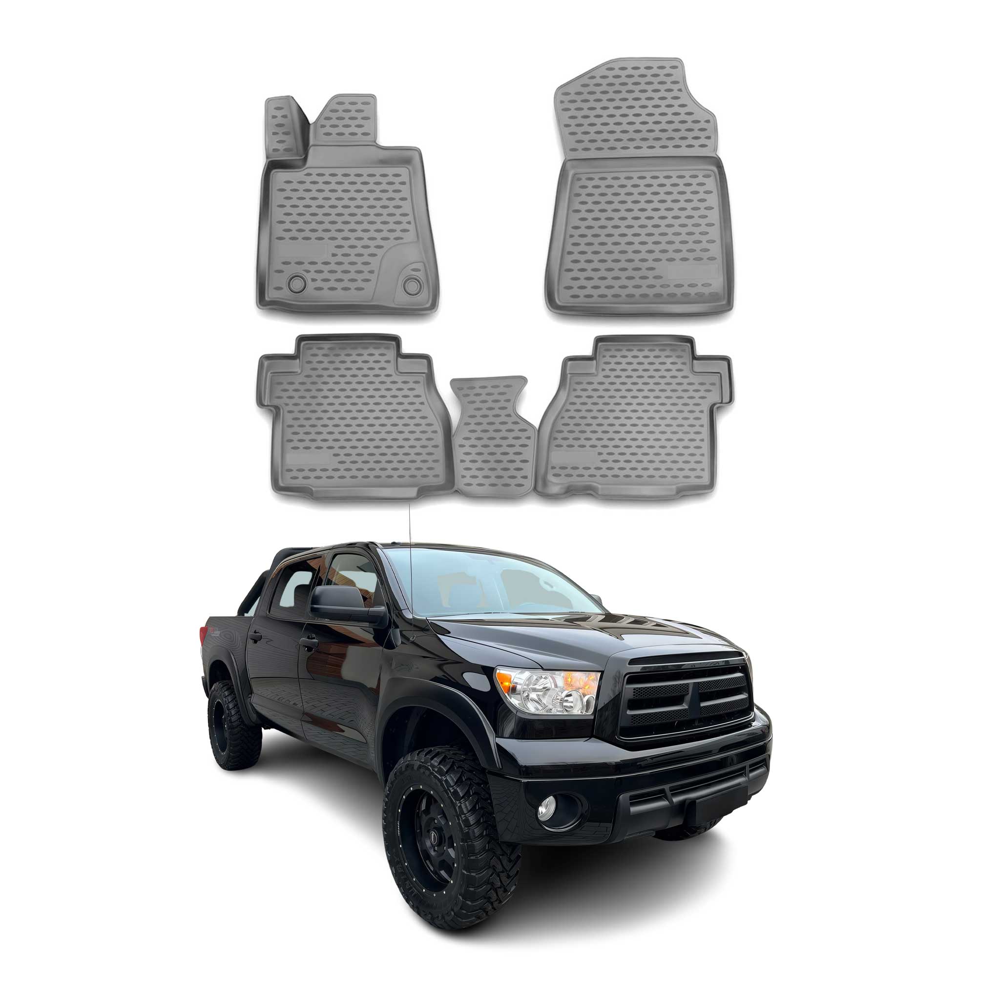 2007-2013 Toyota Tundra Double Cab Floor Mats Liners Full Set All Weather Gray