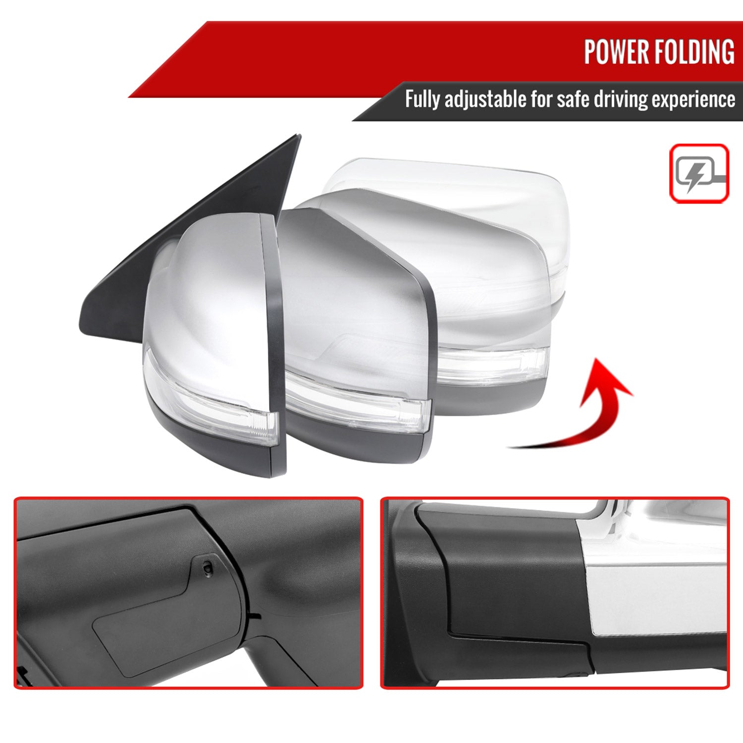 2019-2024 Dodge RAM 1500 Chrome Auto-Fold Side Mirror Driver Side