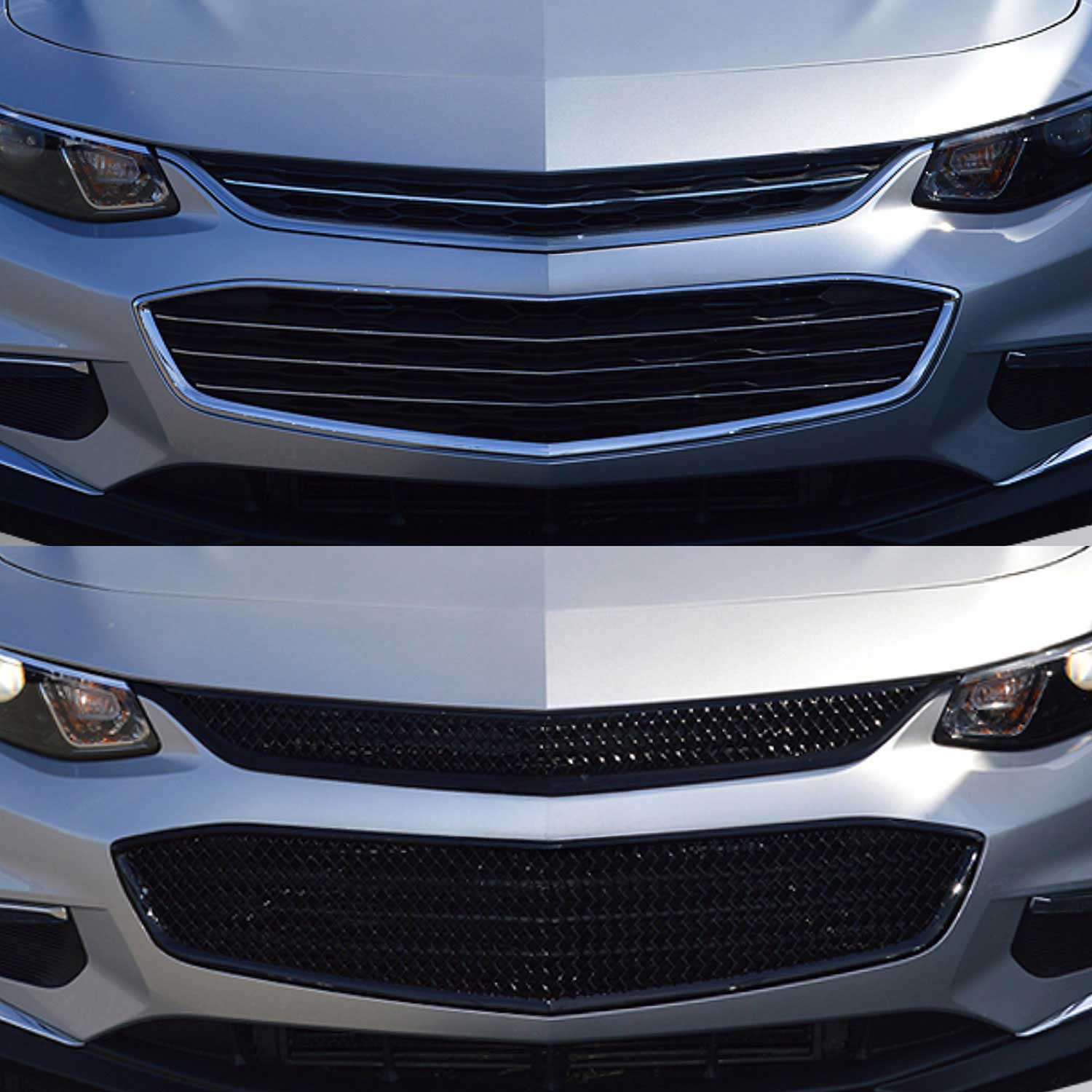 2016-2018 Chevrolet Malibu Grille Overlay Gloss Black 2Pcs ABS Plastic