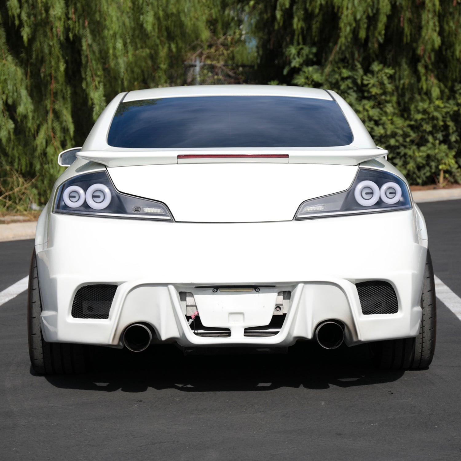 2003-2007 Infiniti G35 Coupe White LED Halo Signal Tail Light Matt Black/Clear