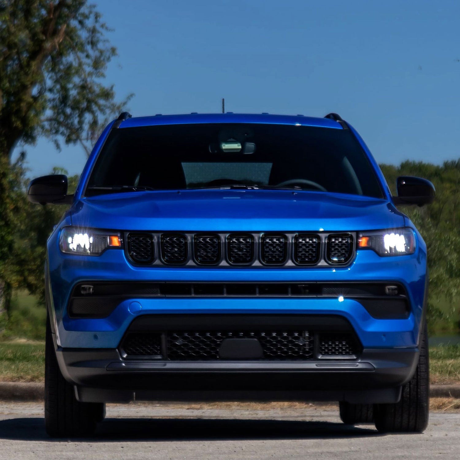 2022-2024 Jeep Compass Grille Overlay Gloss Black 7Pcs ABS Plastic