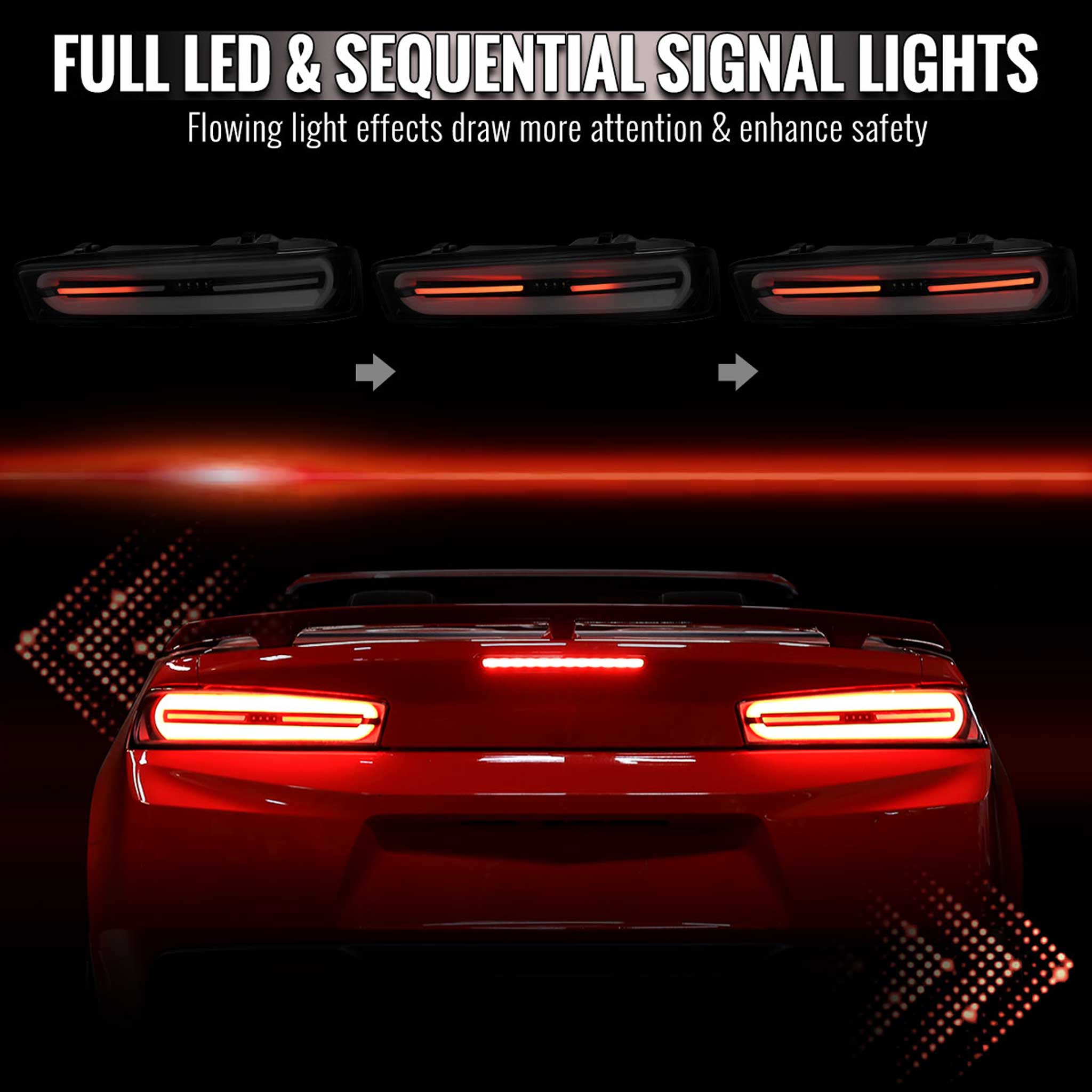 For Chevrolet Camaro 2016-2018 Full LED Tail Light Sequential Signal For OE LED