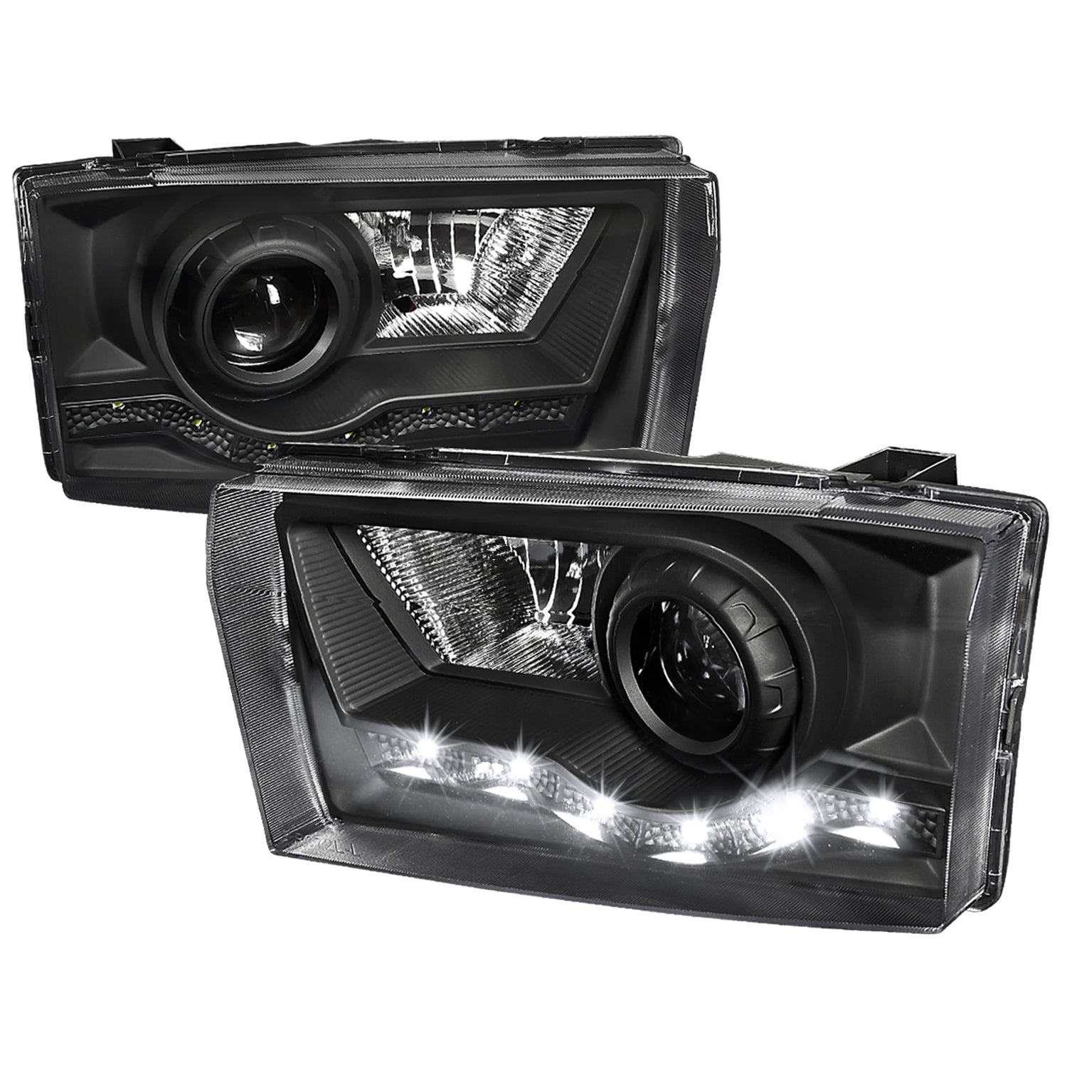 1999-2004 Ford F-250/350/450/550/Excursion Projector Headlights LED Black