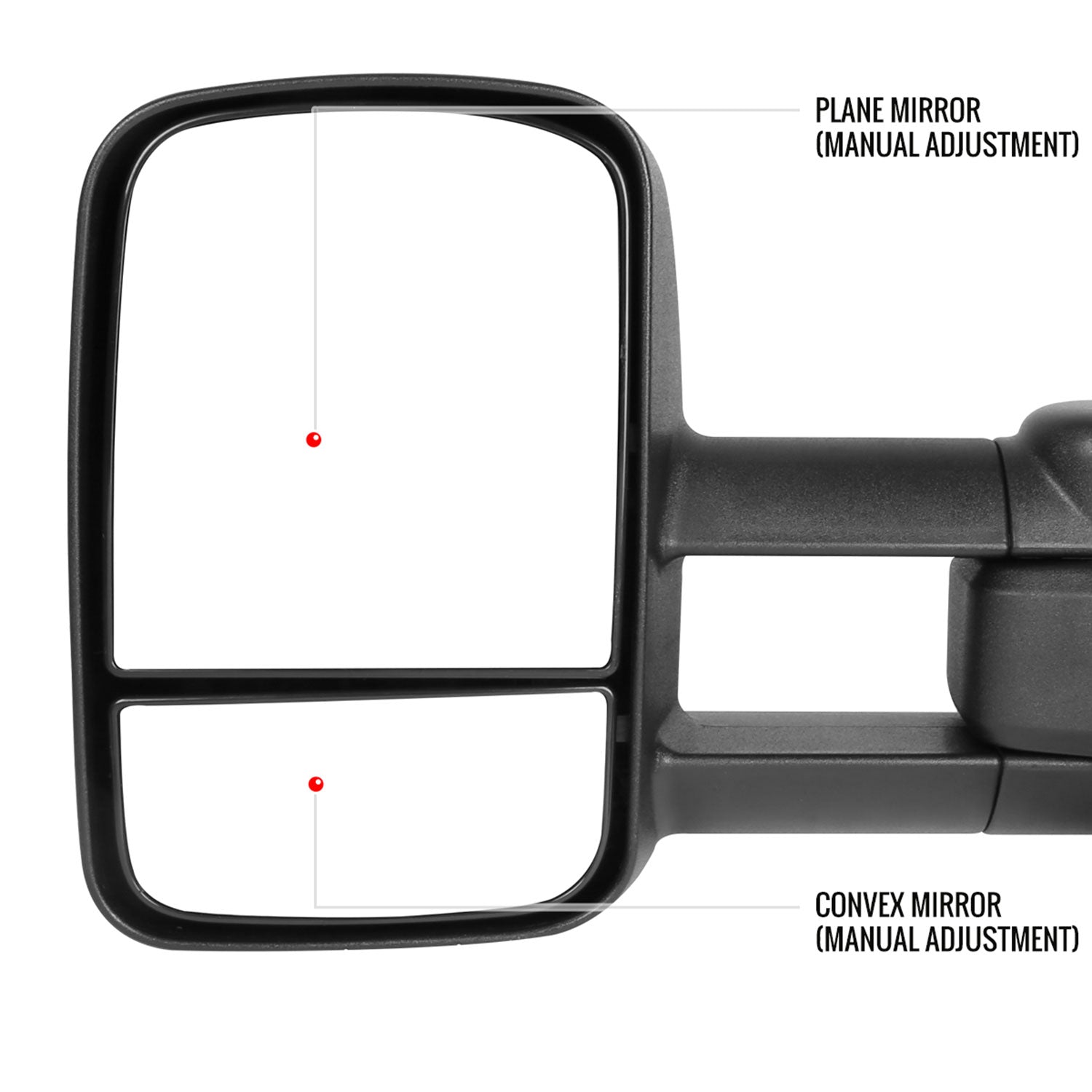 2014-2018 Chevy Silverado/Sierra Manual Adjustable & Extendable Towing Mirrors