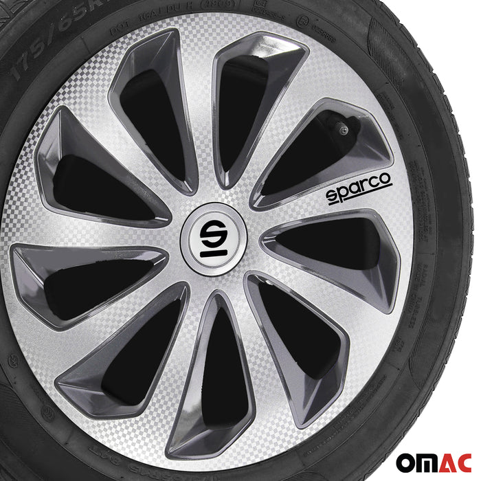 14" Sparco Sicilia Wheel Covers Hubcaps Silver Carbon Gray 4 Pcs