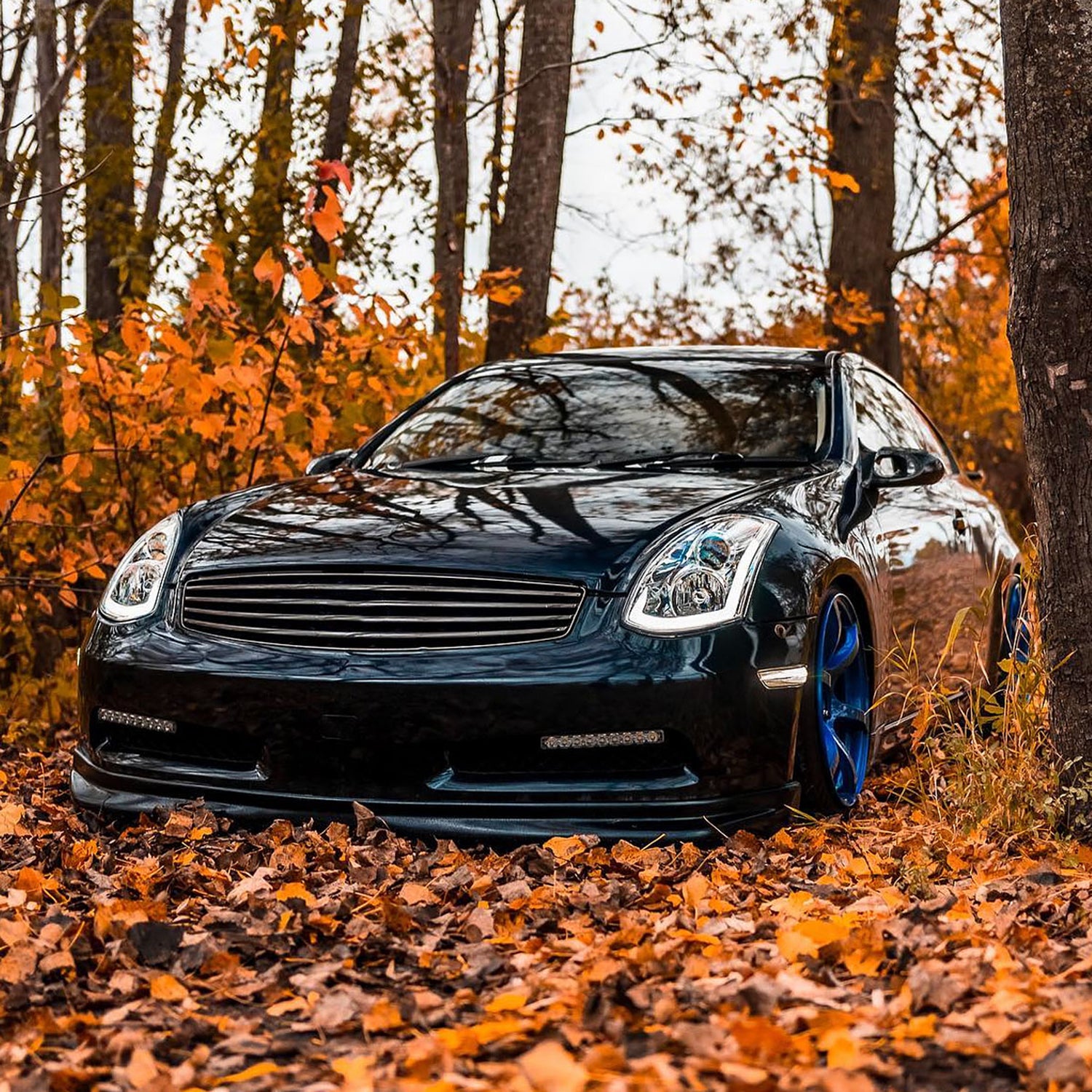 2003-2007 Infiniti G35 Coupe LED Bar Projector Headlights Turn Signals Chrome