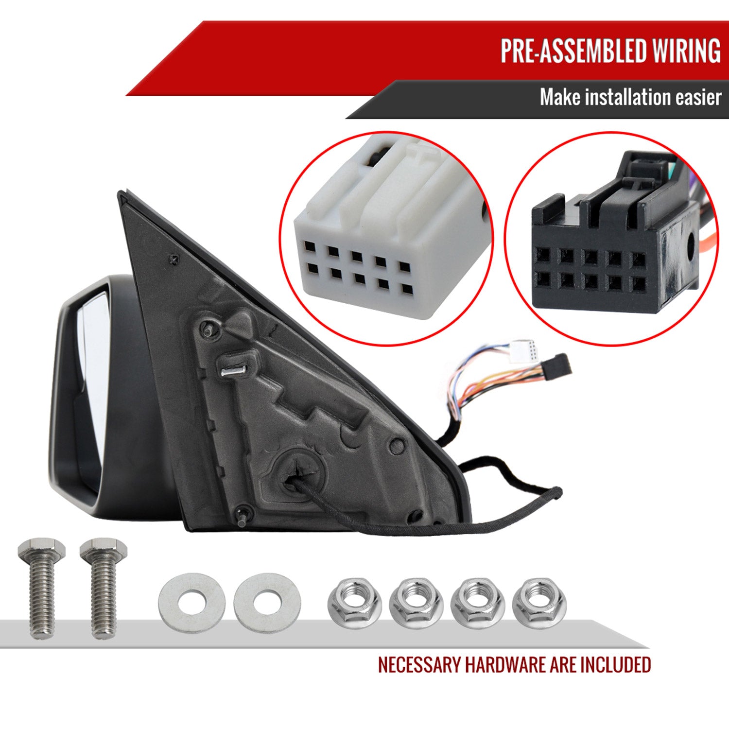 2019-2024 Dodge RAM 1500 Chrome Manual Fold & Heated Side Mirror Driver