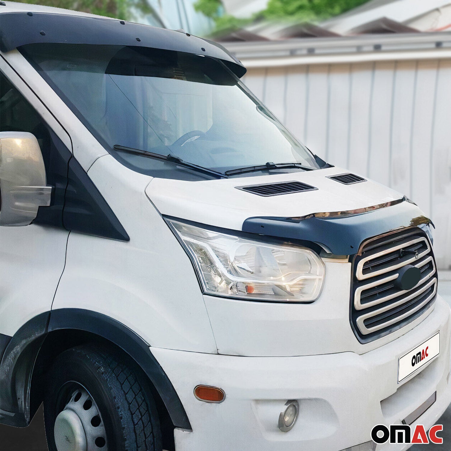 2015-2026 Ford Transit Windshield Sun Visor & Bug Shield Hood Deflector Kit 2Pcs Smoke