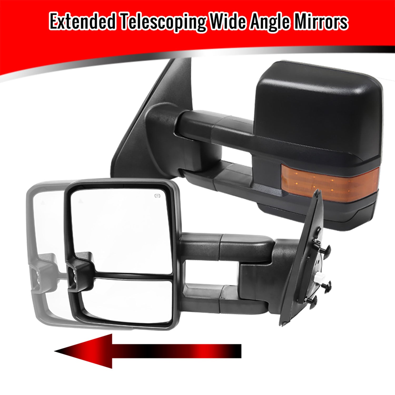 2007-2017 Toyota Tundra/ Sequoia Heated BSM Manual Extendable Towing Mirrors