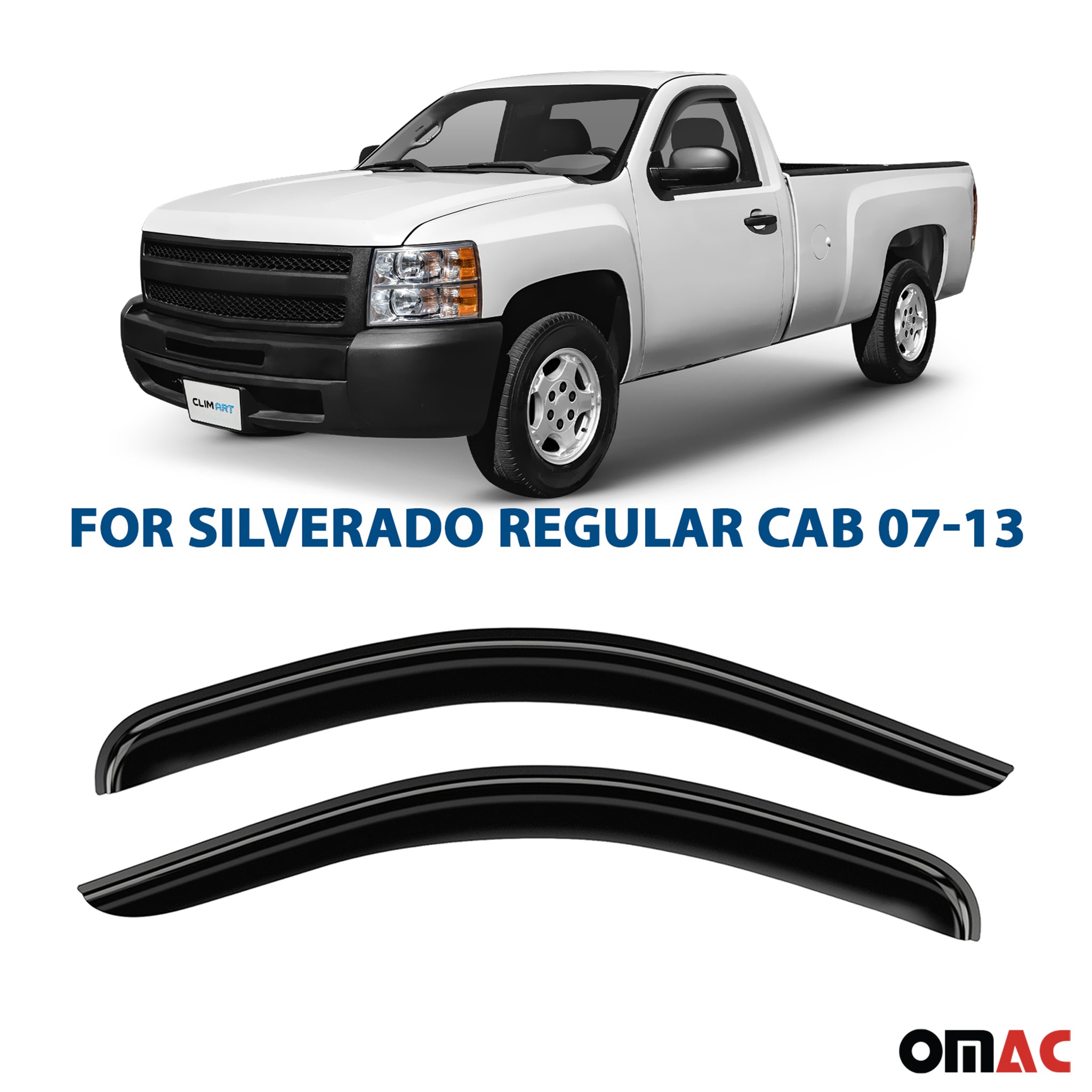 Clim Art Wind Deflectors for Chevrolet Avalanche 2007-2013 Shatterproof Smoke 2x