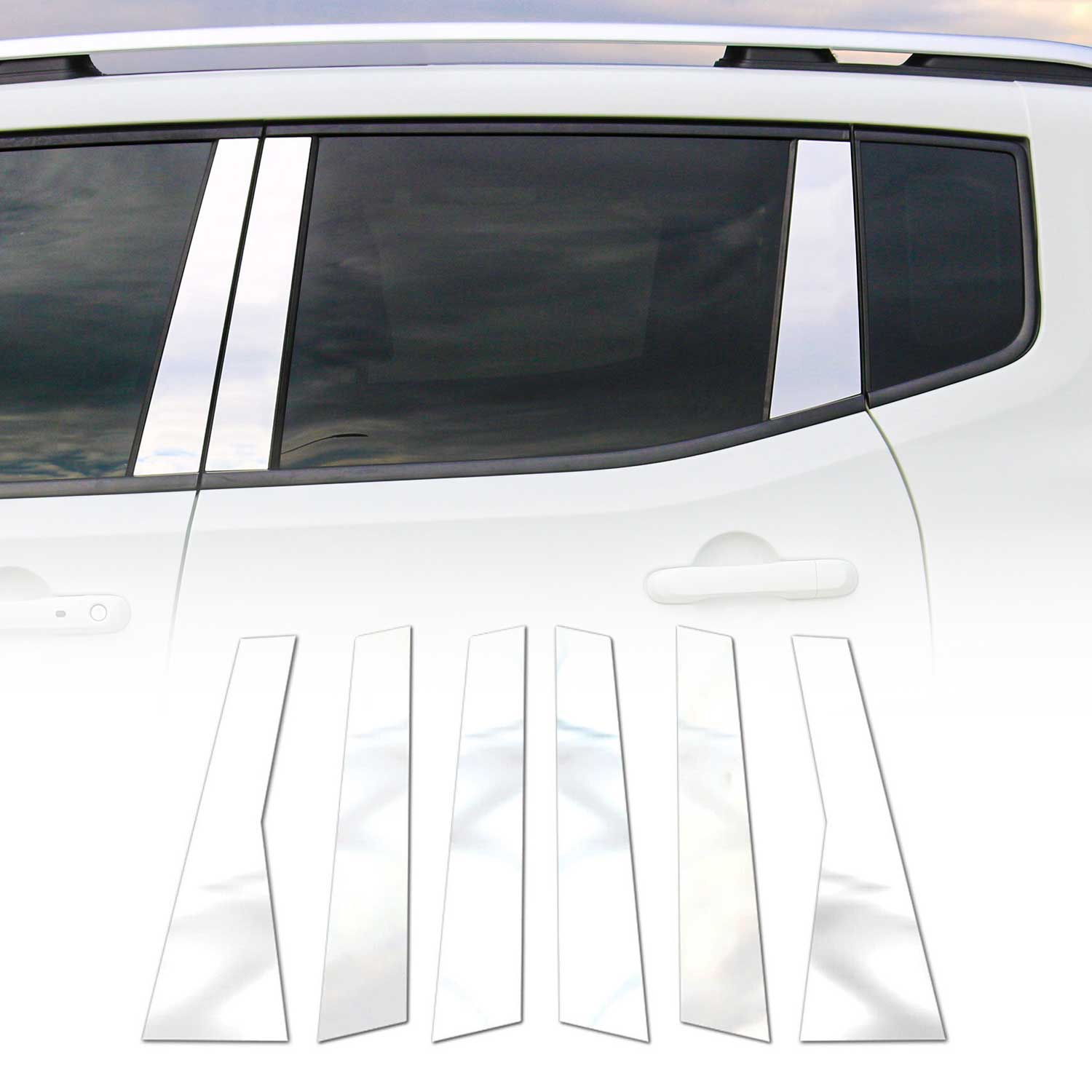 2011-2014 Jeep Grand Cherokee Window Pillar Posts Door Trim Stainless Steel Silver 6x