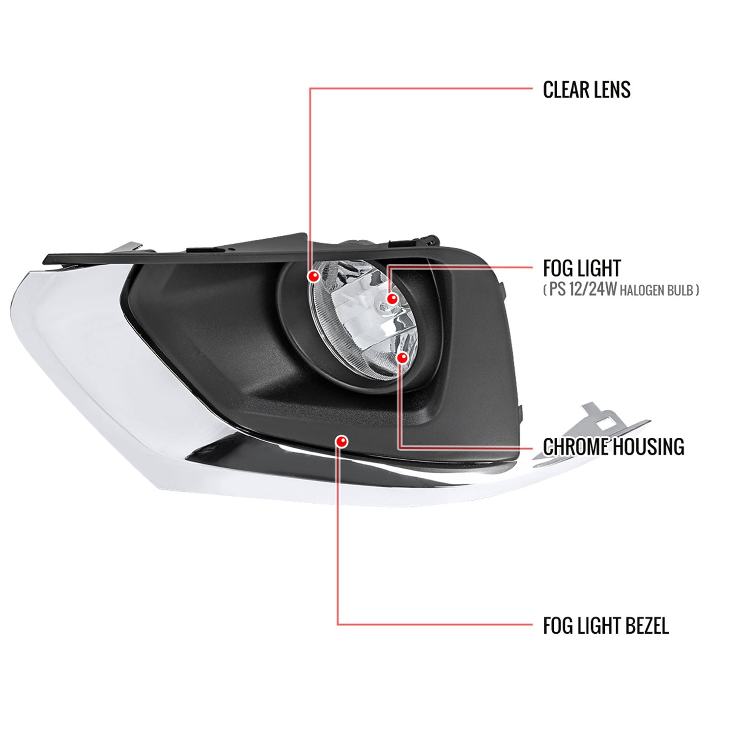 2018-2021 Chevrolet Traverse Fog Lights Kit Chrome Housing/Clear Lens