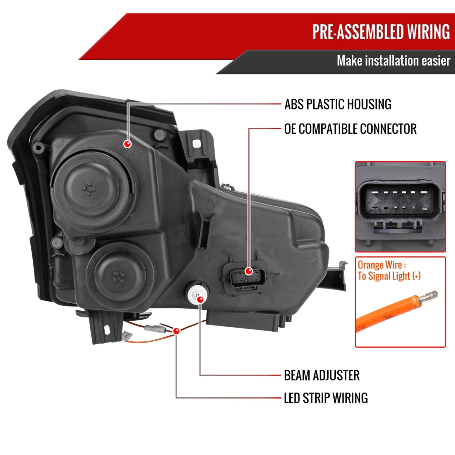 2003-2007 Cadillac CTS Halo LED Turn Signal Projector Headlights Smoke