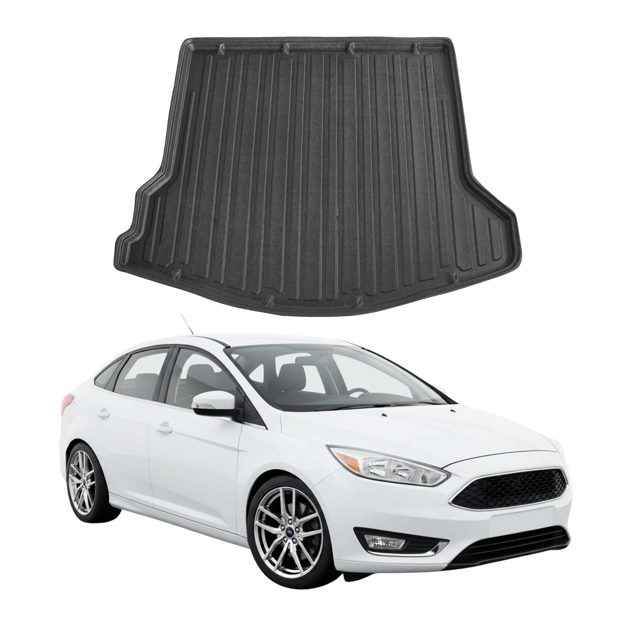 2012-2018 Ford Focus Sedan Cargo Liner Trunk Mat All Weather Full Size Spare Wheel Black