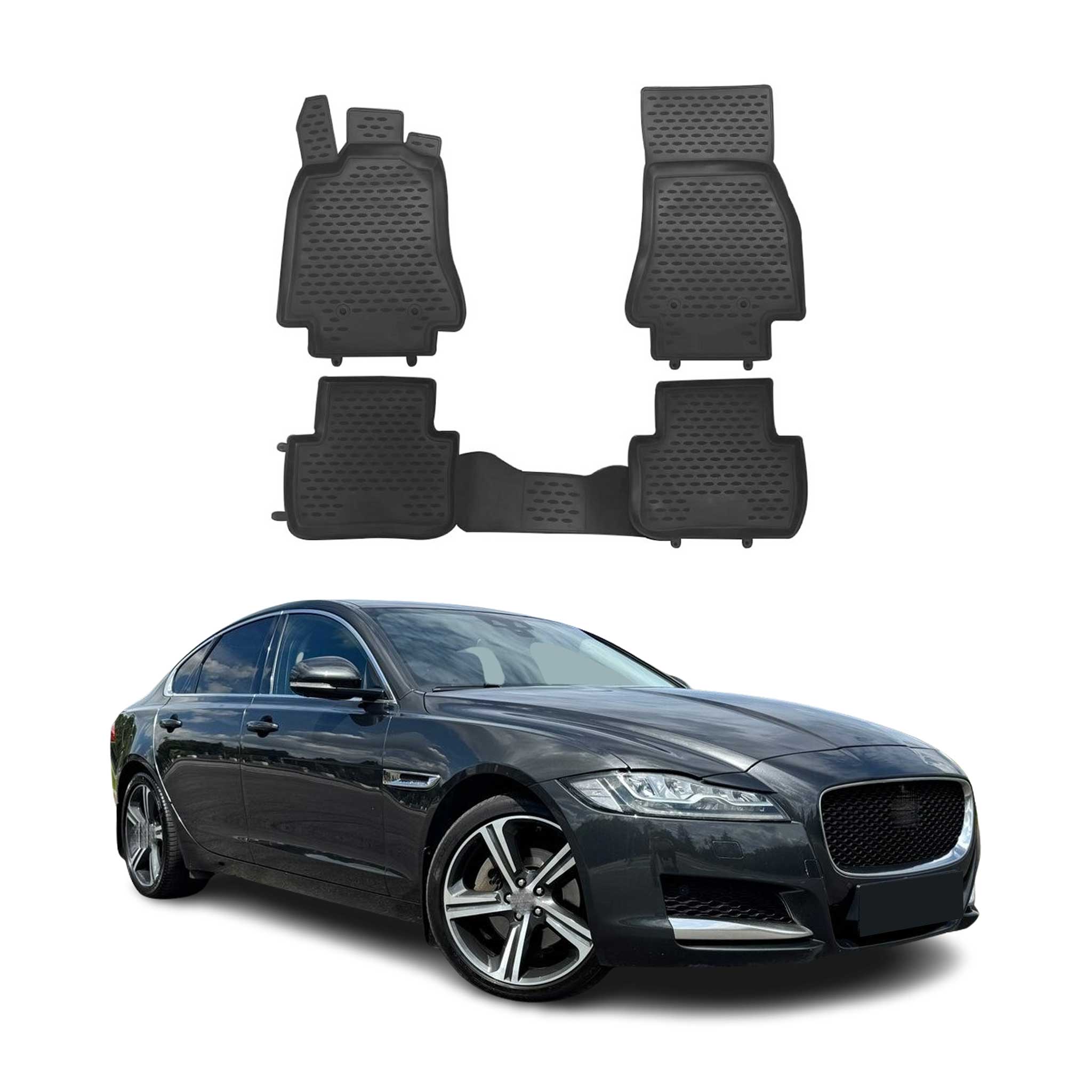 2009-2015 Jaguar XF Floor Mats Liners Full Set All Weather Black