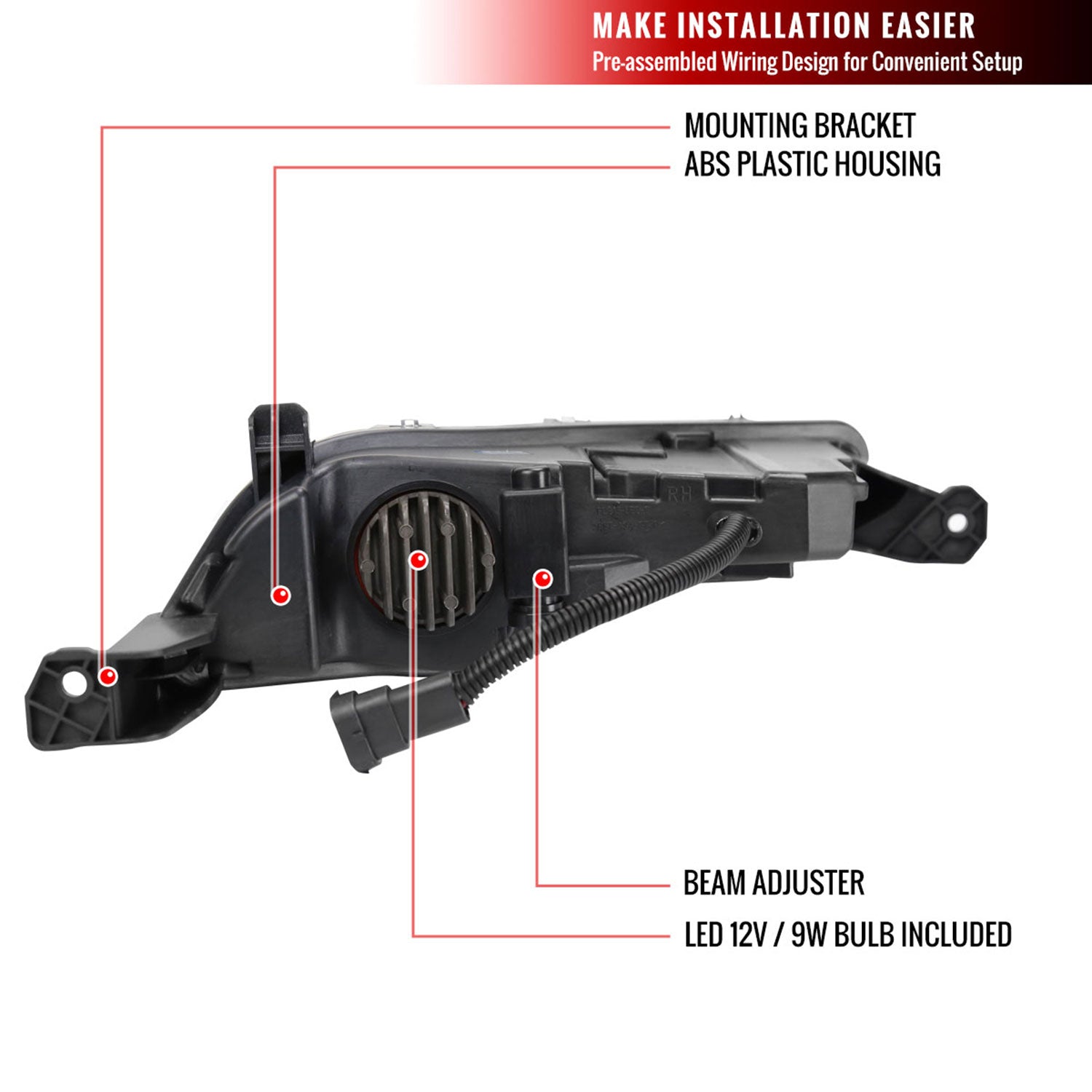 2017-2018 Ford Fusion LED Fog Lights Kit Chrome Housing/Clear Lens