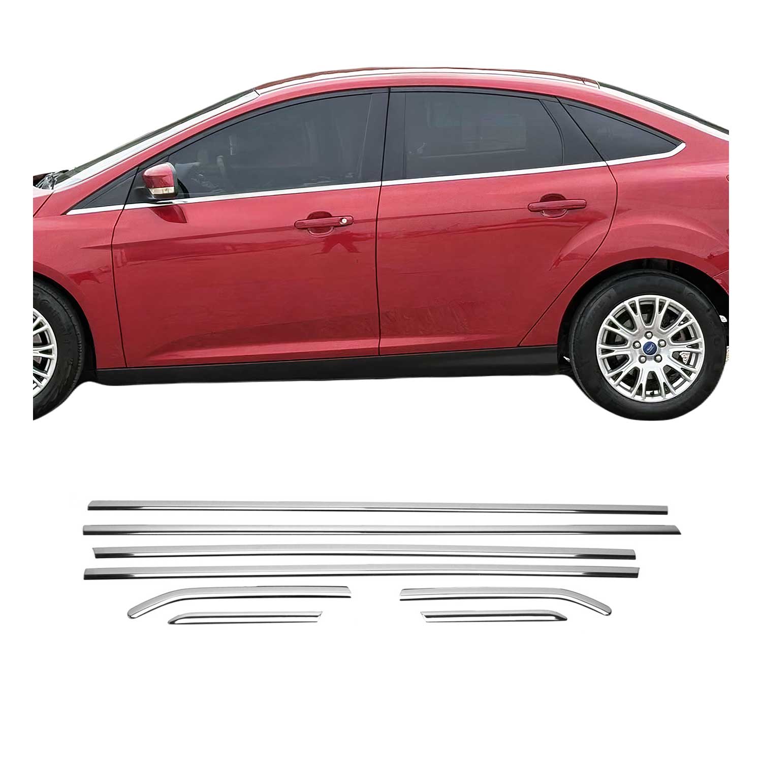 2012-2018 Ford Focus Sedan Window Molding Trim Streamer Stainless Steel