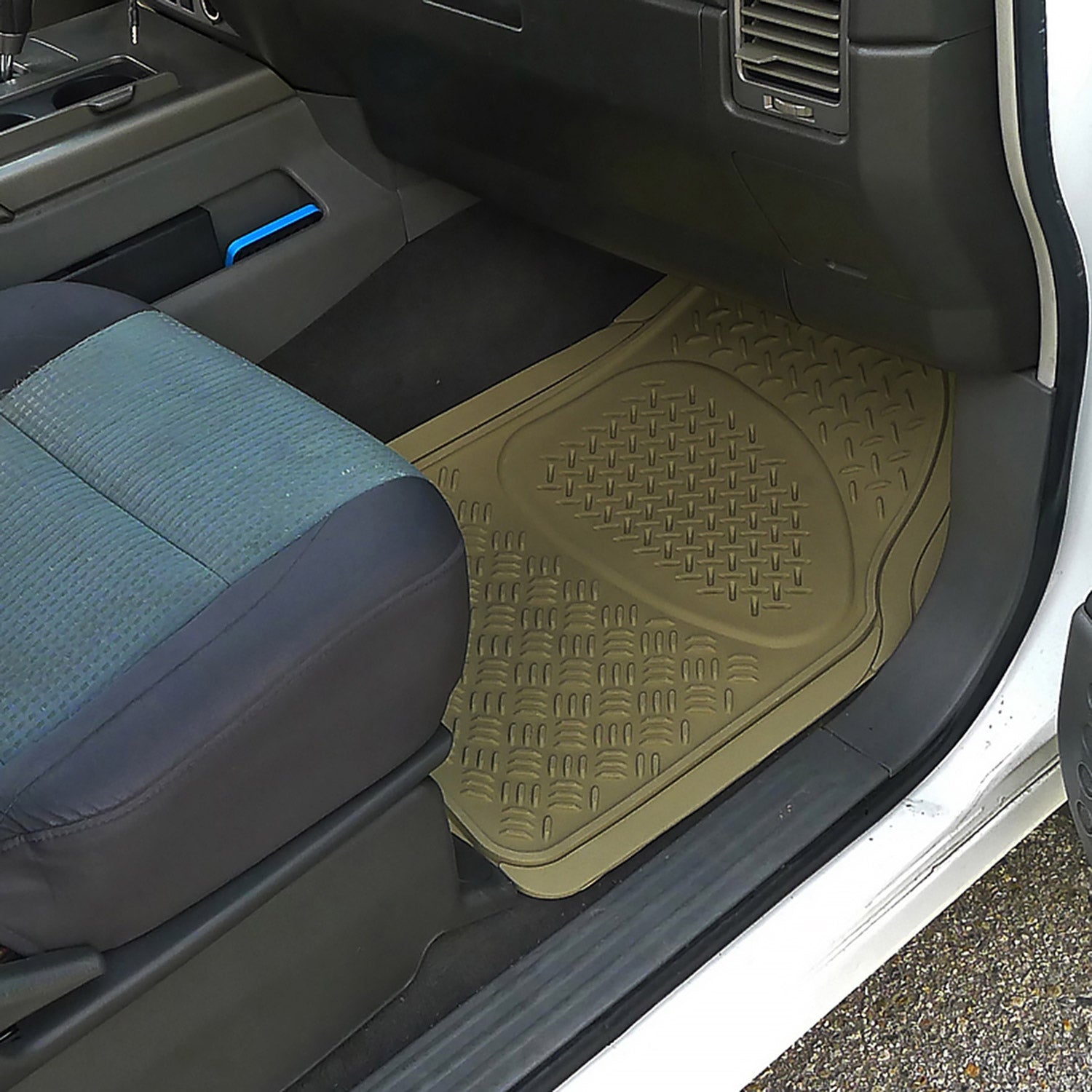 Universal fit Rubber Car Floor Mats Liner All Weather 3Pcs Beige