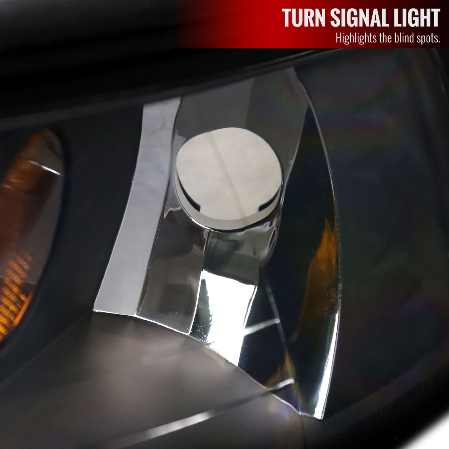 1999-2004 Ford Mustang LED Bar Factory Headlights Amber Reflector Matt Black