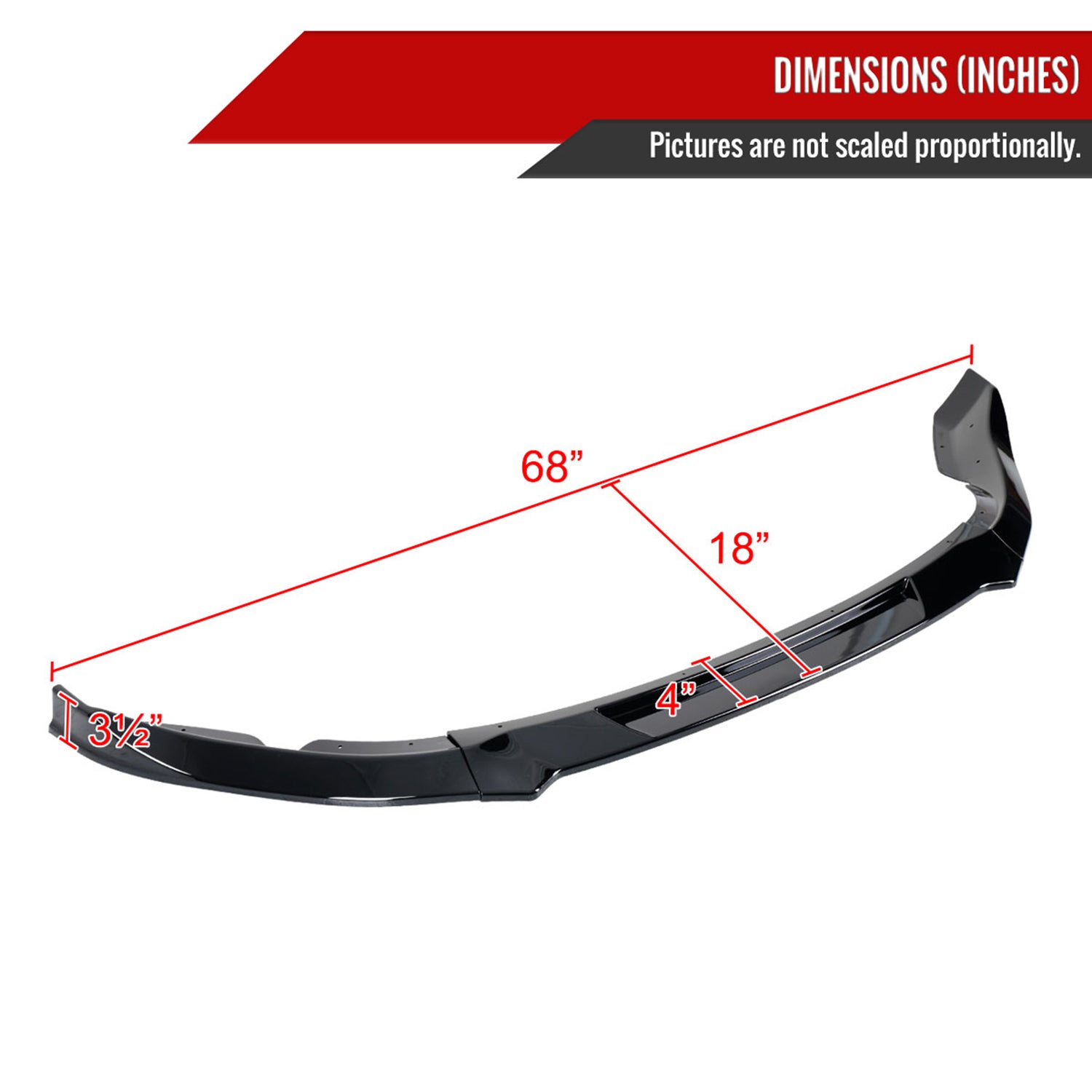 2009-2012 Nissan 370Z Glossy Black 3Pcs Front Bumper Lip Splitter Kit