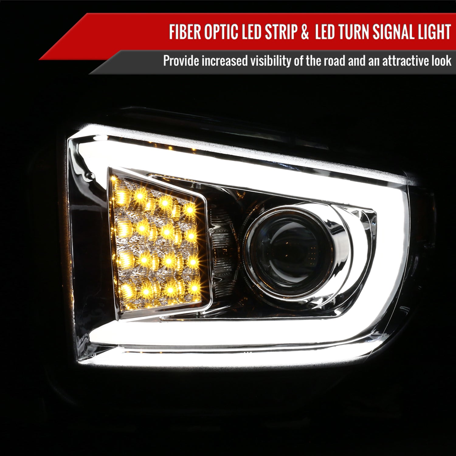 2014-2021 Toyota Tundra LED CBar Projector Headlights LED Signal Lights Chrome