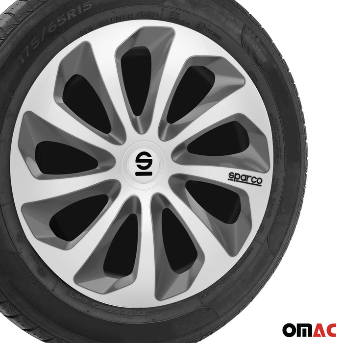 14" Sparco Sicilia Wheel Covers Hubcaps Silver Gray 4 Pcs