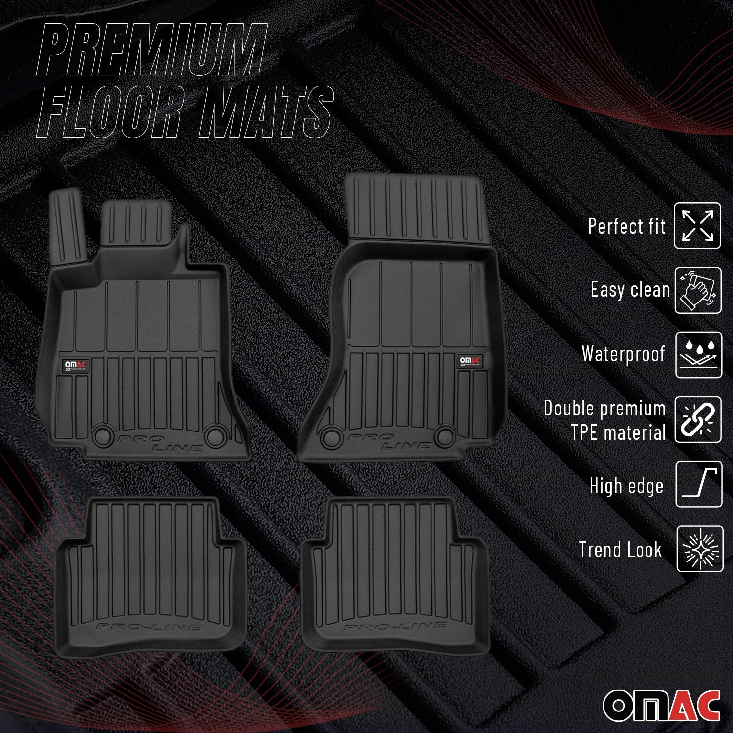 2022-2025 Mercedes C Class W206 Sedan Premium Floor Mats Liners Full Set All Weather Heavy Duty