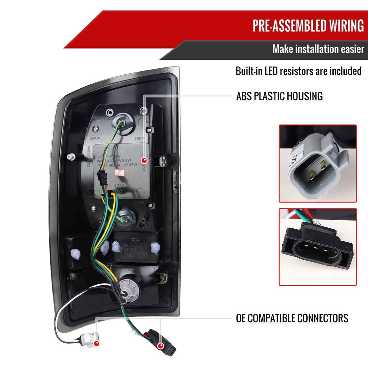 2007-2009 Dodge RAM 1500/2500/3500 LED Tail Lights Glossy Black/Smoke Lens