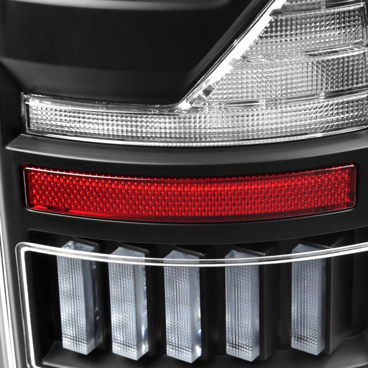 2007-2009 Dodge RAM 1500/2500/3500 White LED Bar Tail Lights Matte Black/Clear