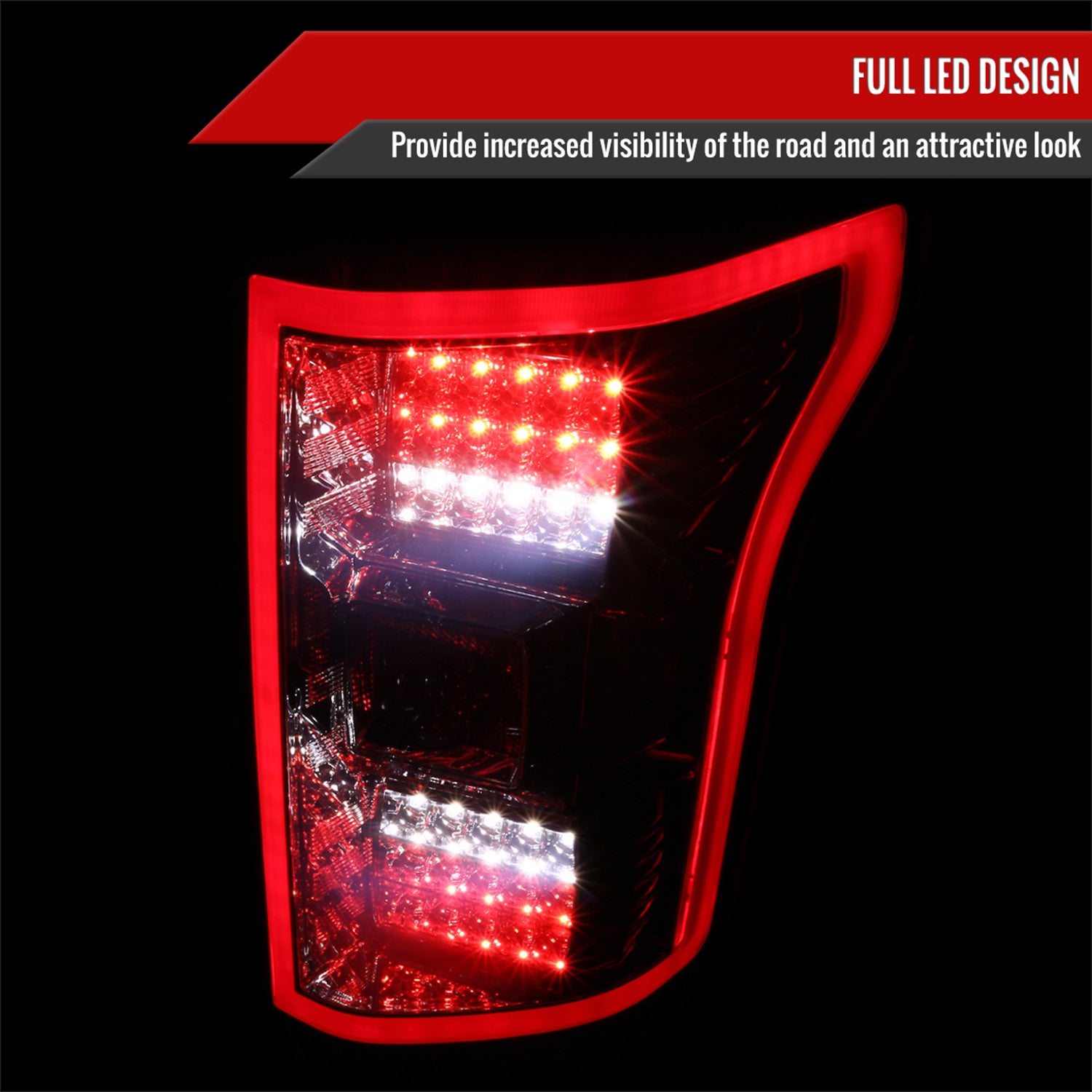 2015-2017 Ford F-150 LED Tail Lights Chrome Housing/Red Smoke Lens