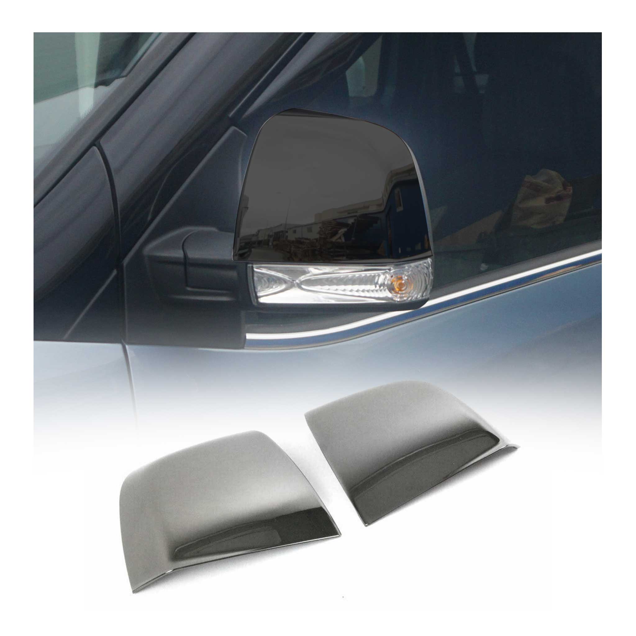 Side Mirror Cover Caps fits RAM ProMaster City 2015-2022 ABS Chrome Dark 2Pcs