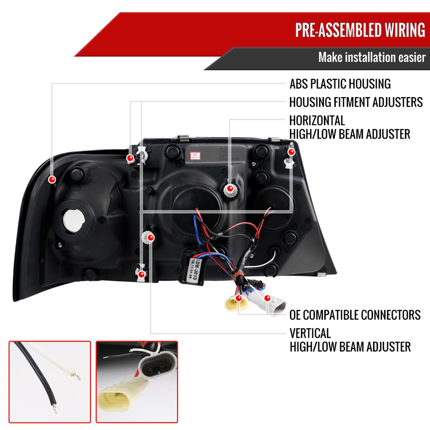 2002-2005 Ford Explorer Dual Halo Projector Headlights Matte Black/Clear Lens
