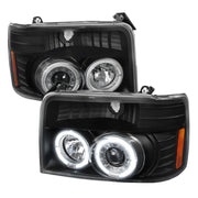 1992-1996 Ford F-150 F-250 F-350 Bronco Dual Halo Headlights - V2 Black
