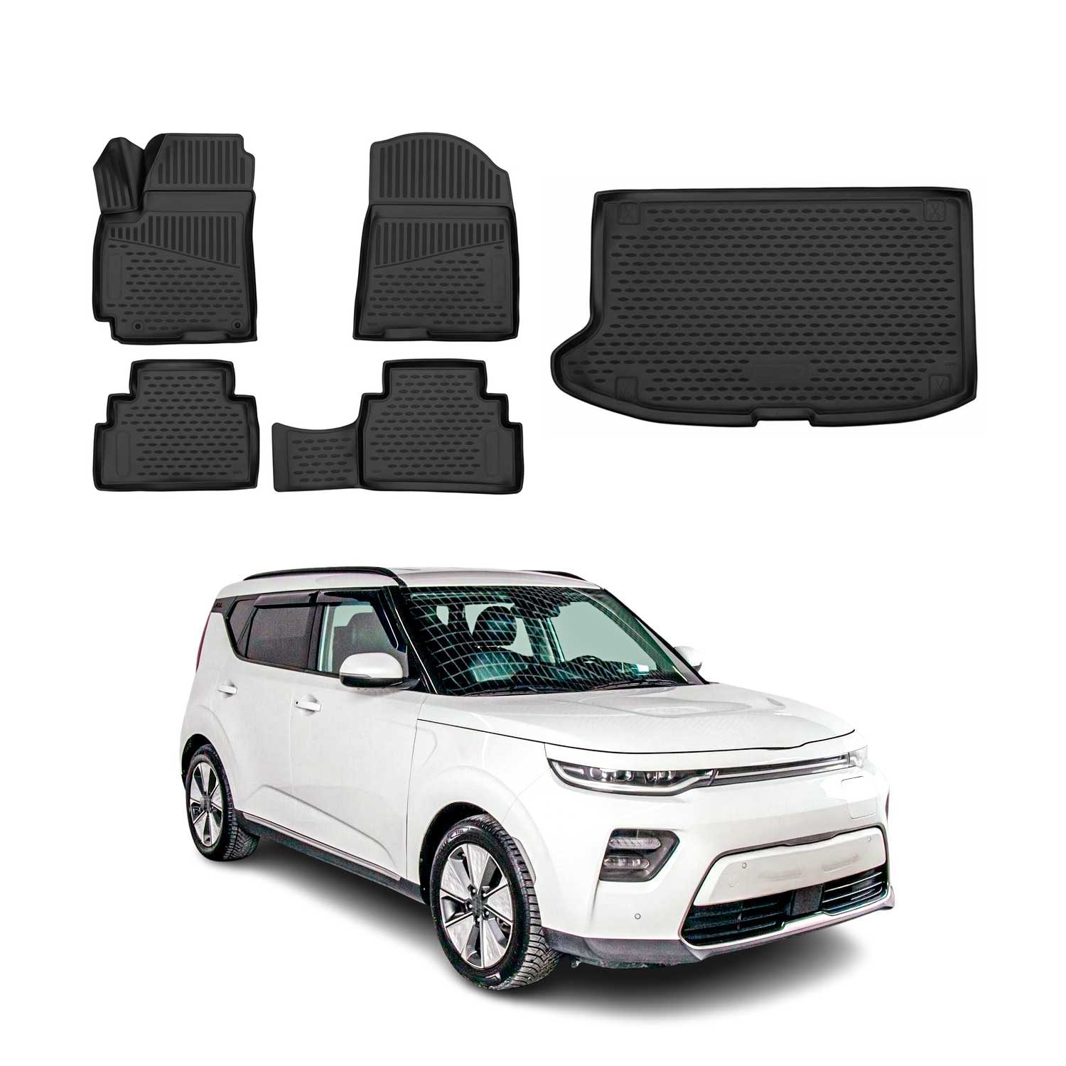 2020-2025 Kia Soul Floor Mats & Cargo Liner Full Set All Weather Black