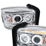 2005-2007 Dodge Dakota Dual Halo Projector Headlights Chrome/Clear Lens