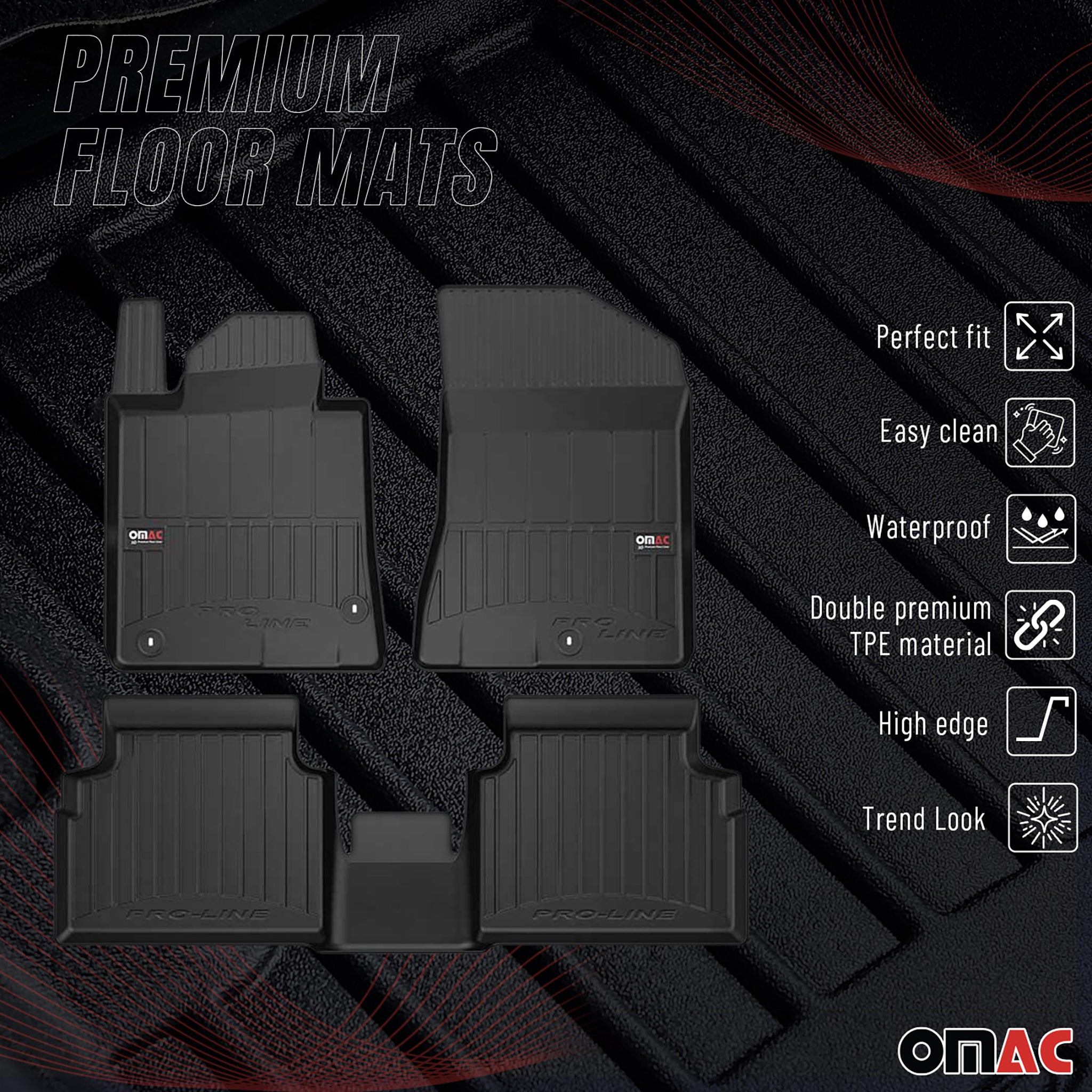 2021-2026 Hyundai Sonata 2020-2026 / Kia K5 Premium Floor Mats Liners Full Set All Weather Heavy Duty