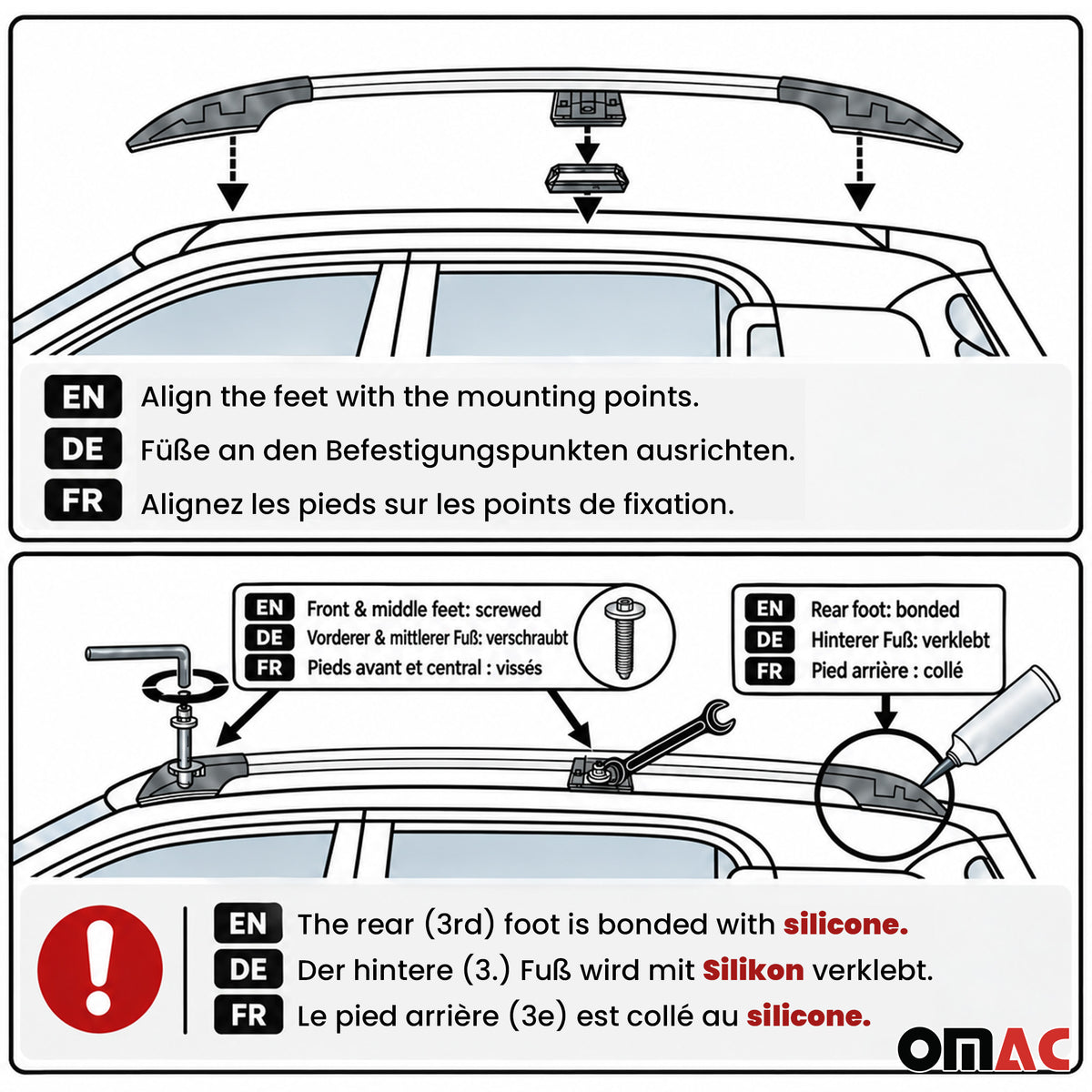 2010-2013 Ford Transit Connect L1 Short Roof Rack Rails Side Rails Silver