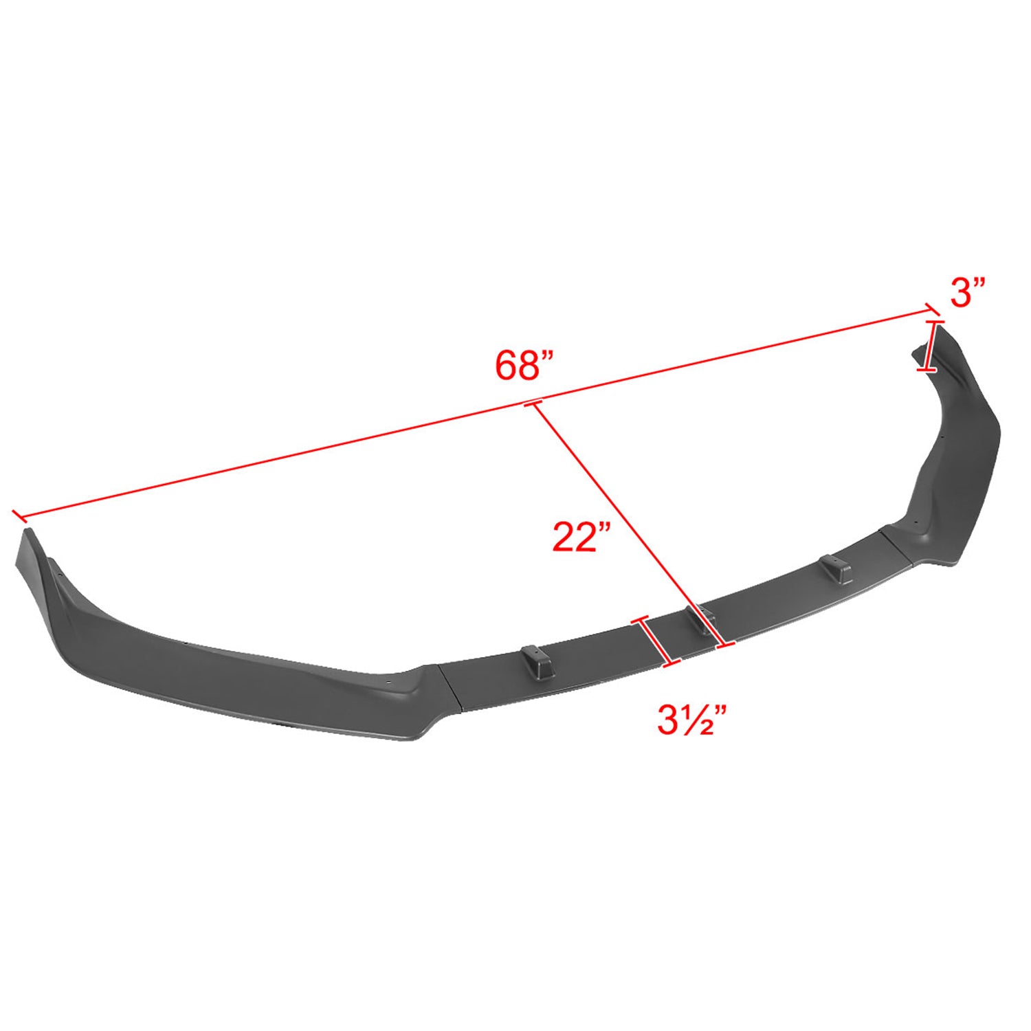 2016-2019 Nissan Sentra Matte Black Polypropylene 3Pcs Bumper Lip Spoiler