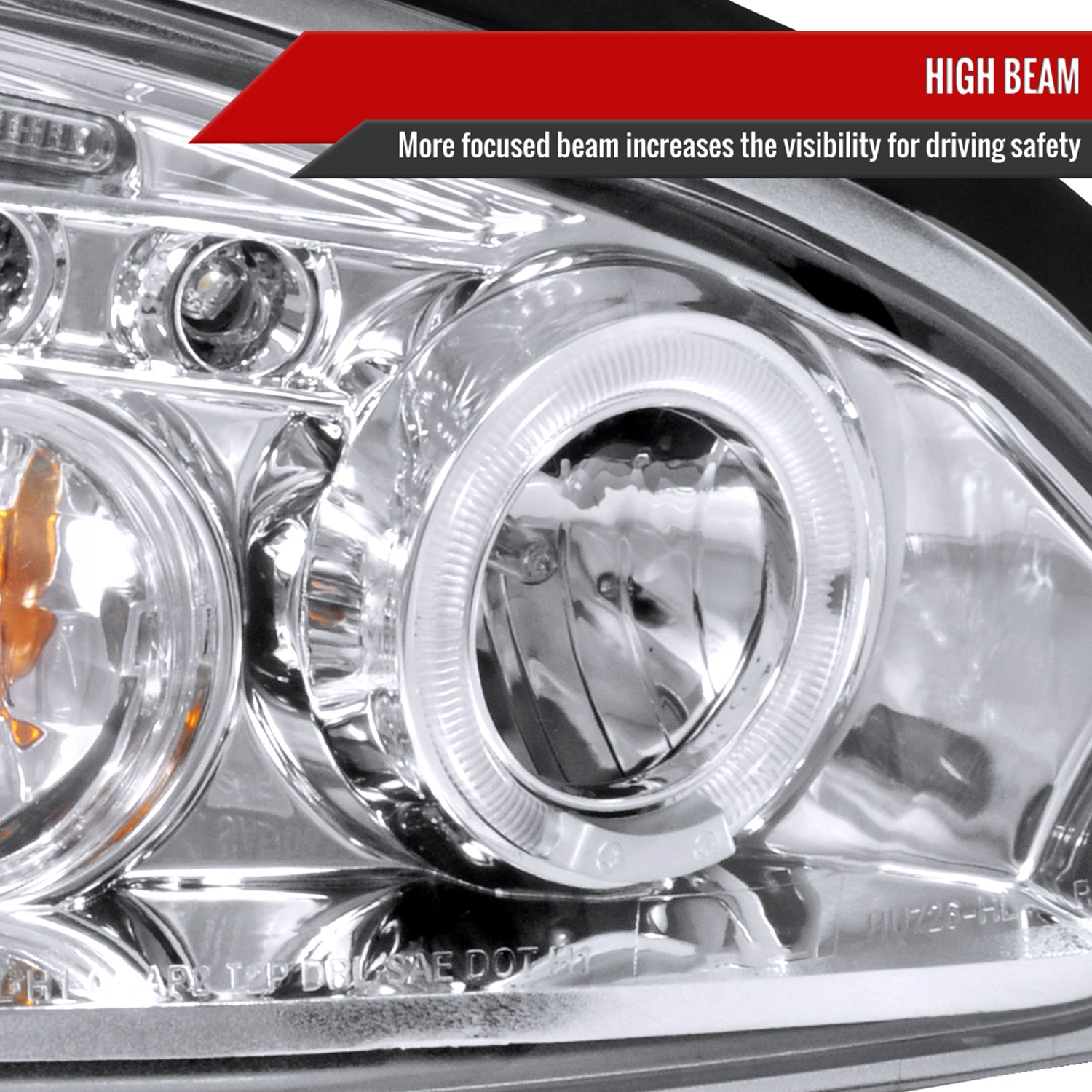 2004-2007 Chevy Malibu Dual Halo Projector Headlights Chrome/Clear Lens
