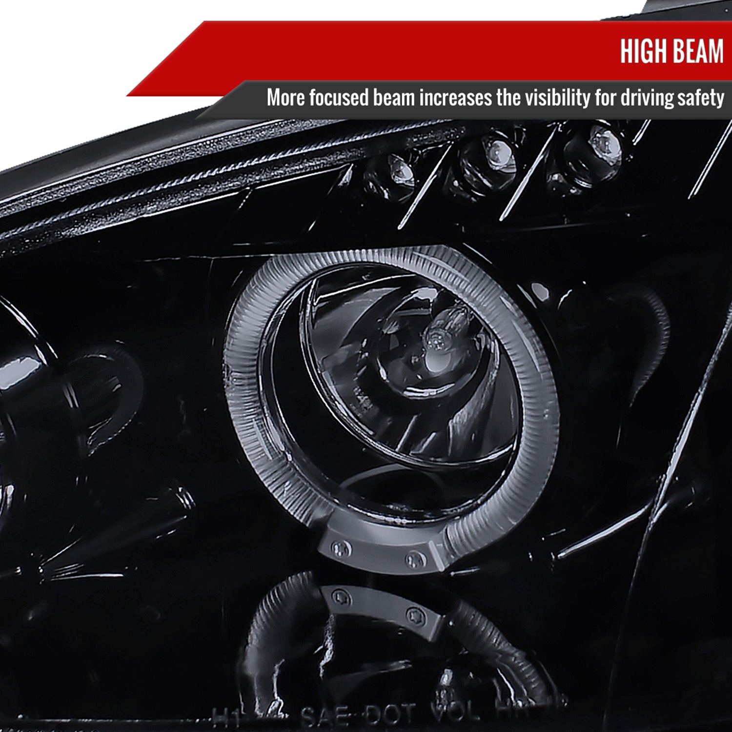 2001-2005 Mazda Miata MX-5 Dual Halo Projector Headlights Glossy Black/Smoke